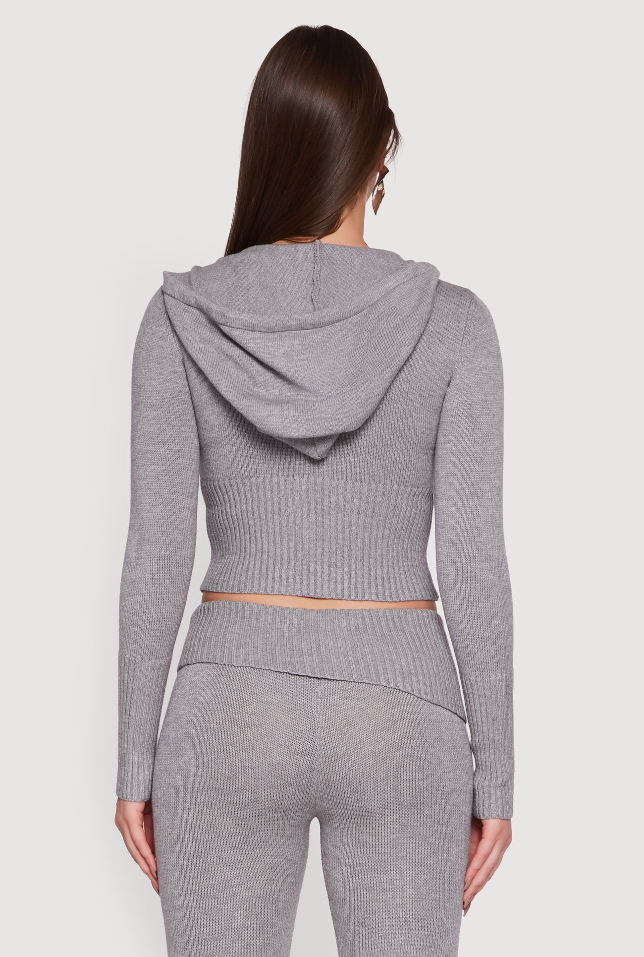Zip Front Hooded Cropped Sweater