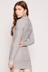 Daisy Cable Knit Cropped Polo Sweater
