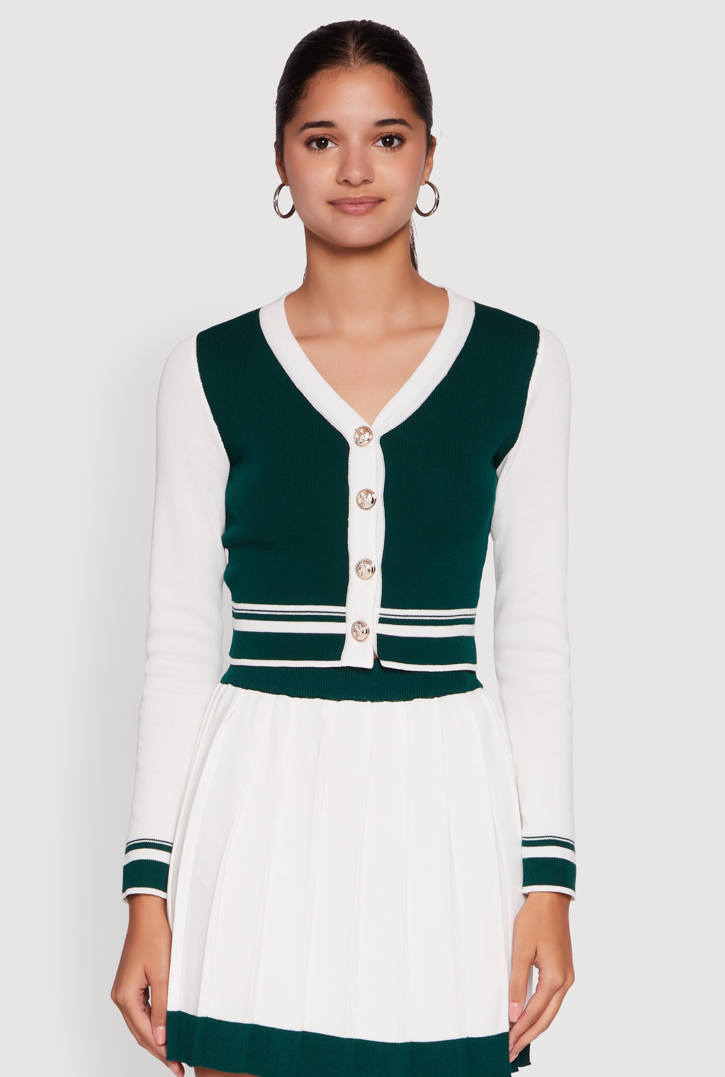Color Blocked Crop Cardigan