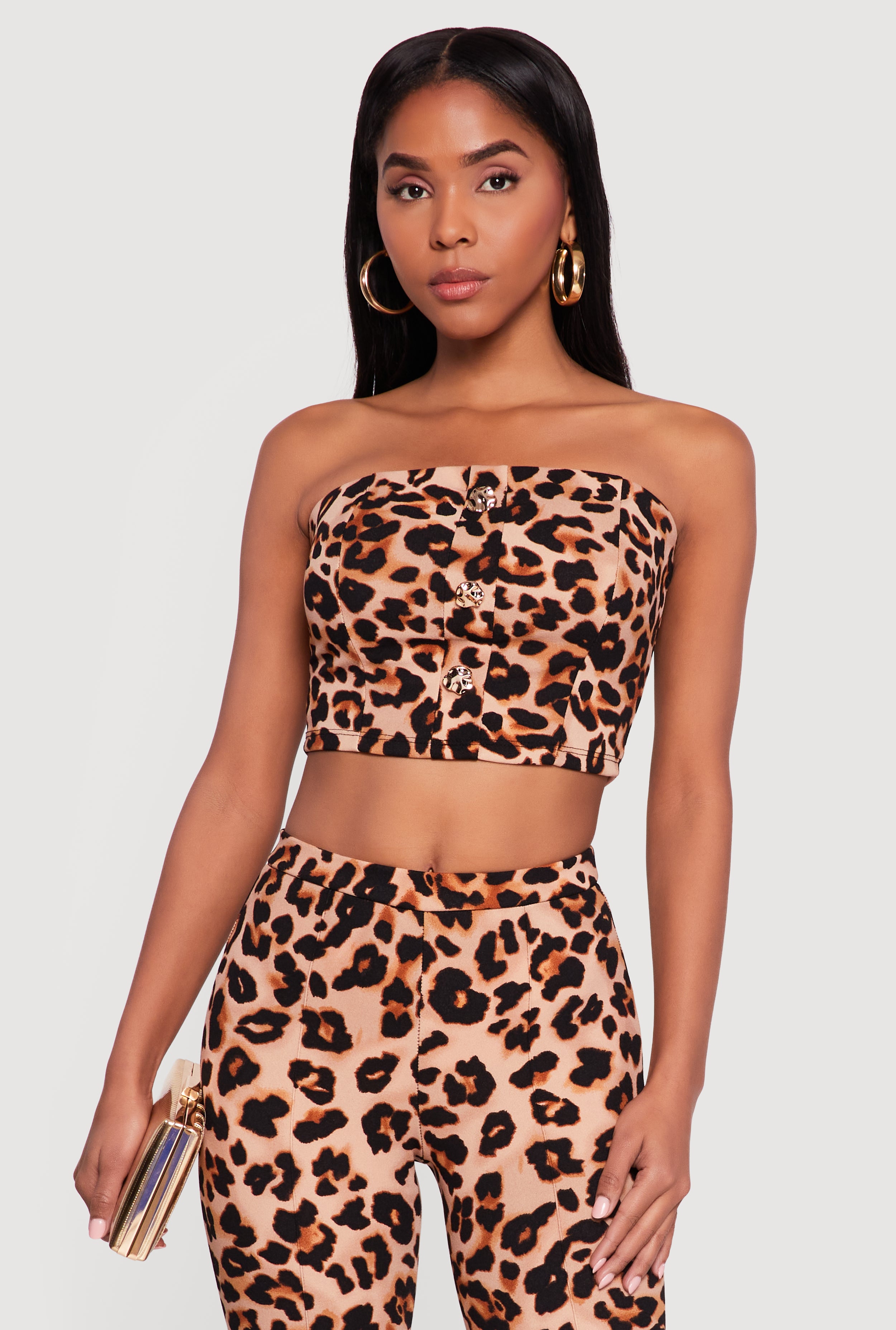 Leopard Print Cropped Tube Top