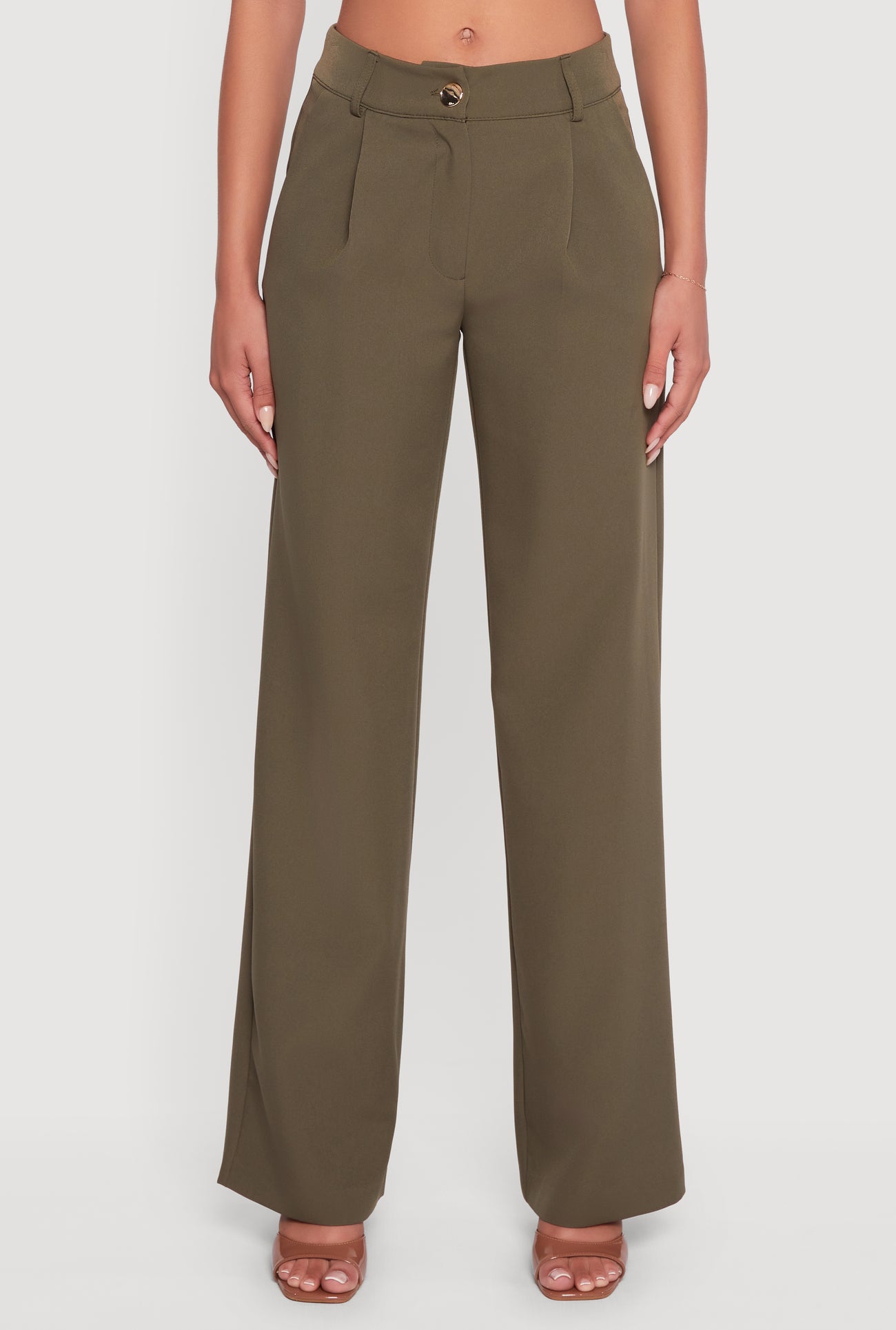 Crepe Knit Pleated Wide Leg Dress Pants