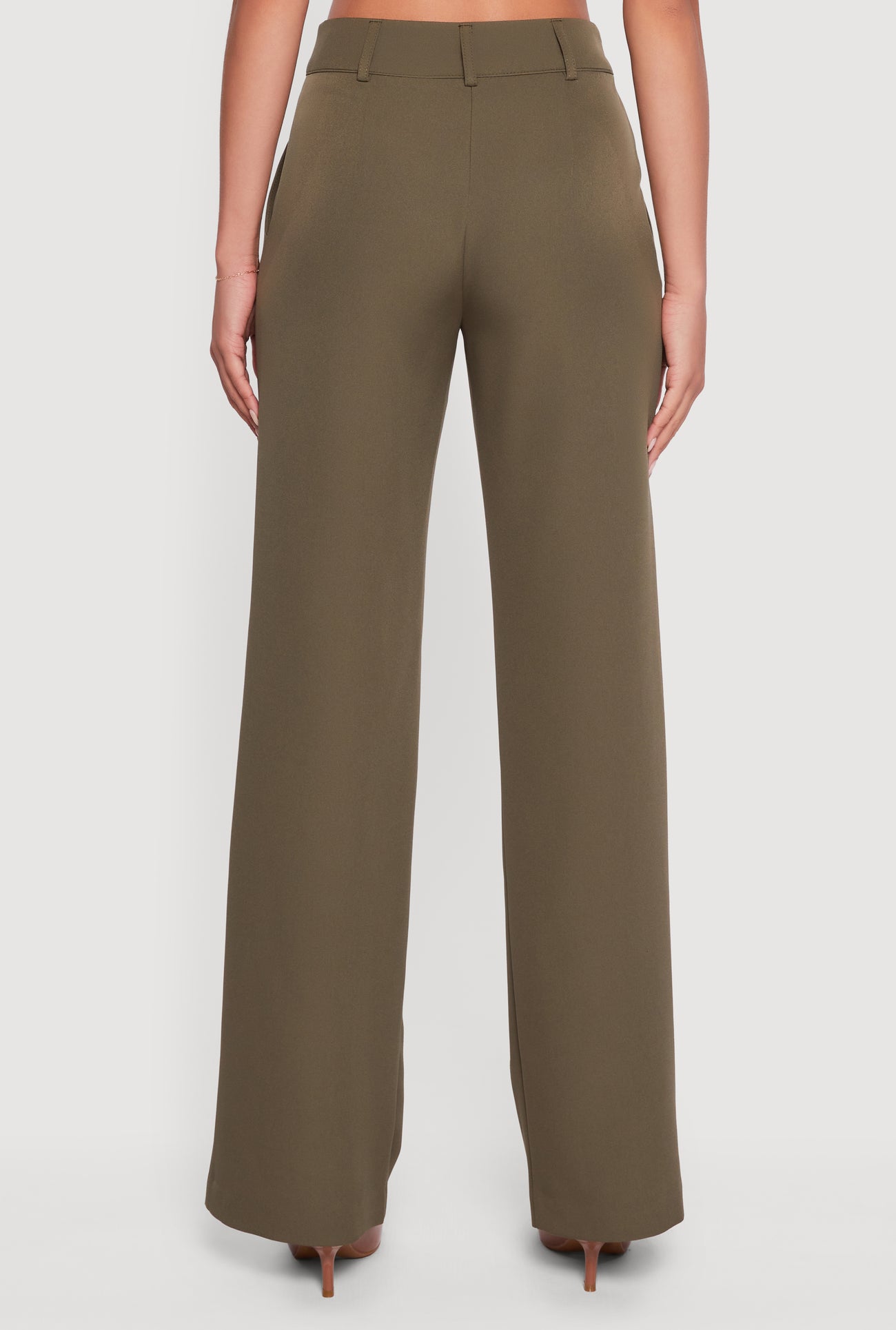 Crepe Knit Pleated Wide Leg Dress Pants