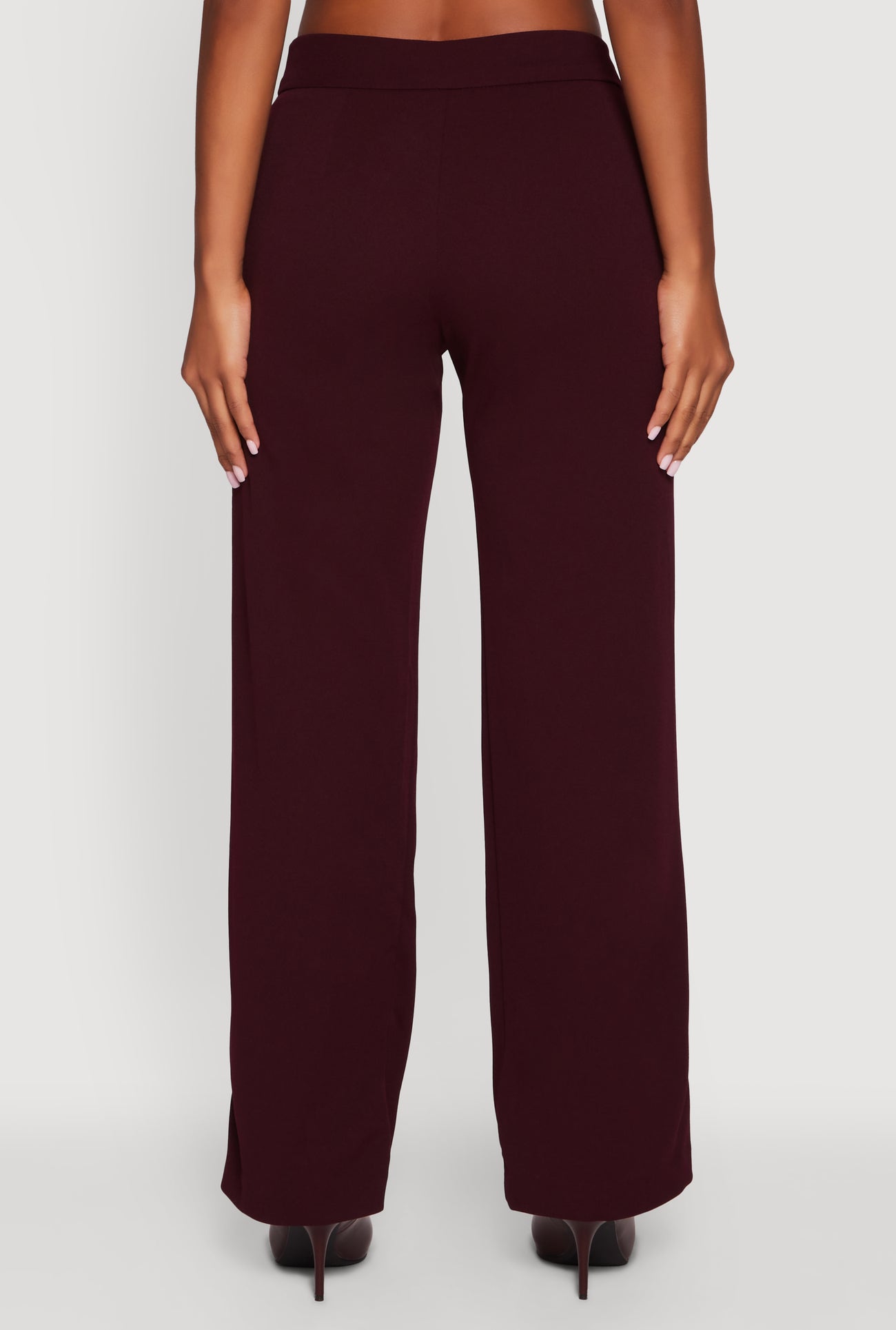 Crepe Knit Pleated Straight Leg Pants