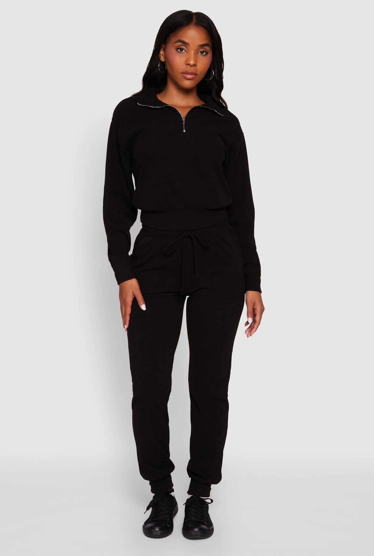 Long Sleeve Solid Half Zip Pullover Top