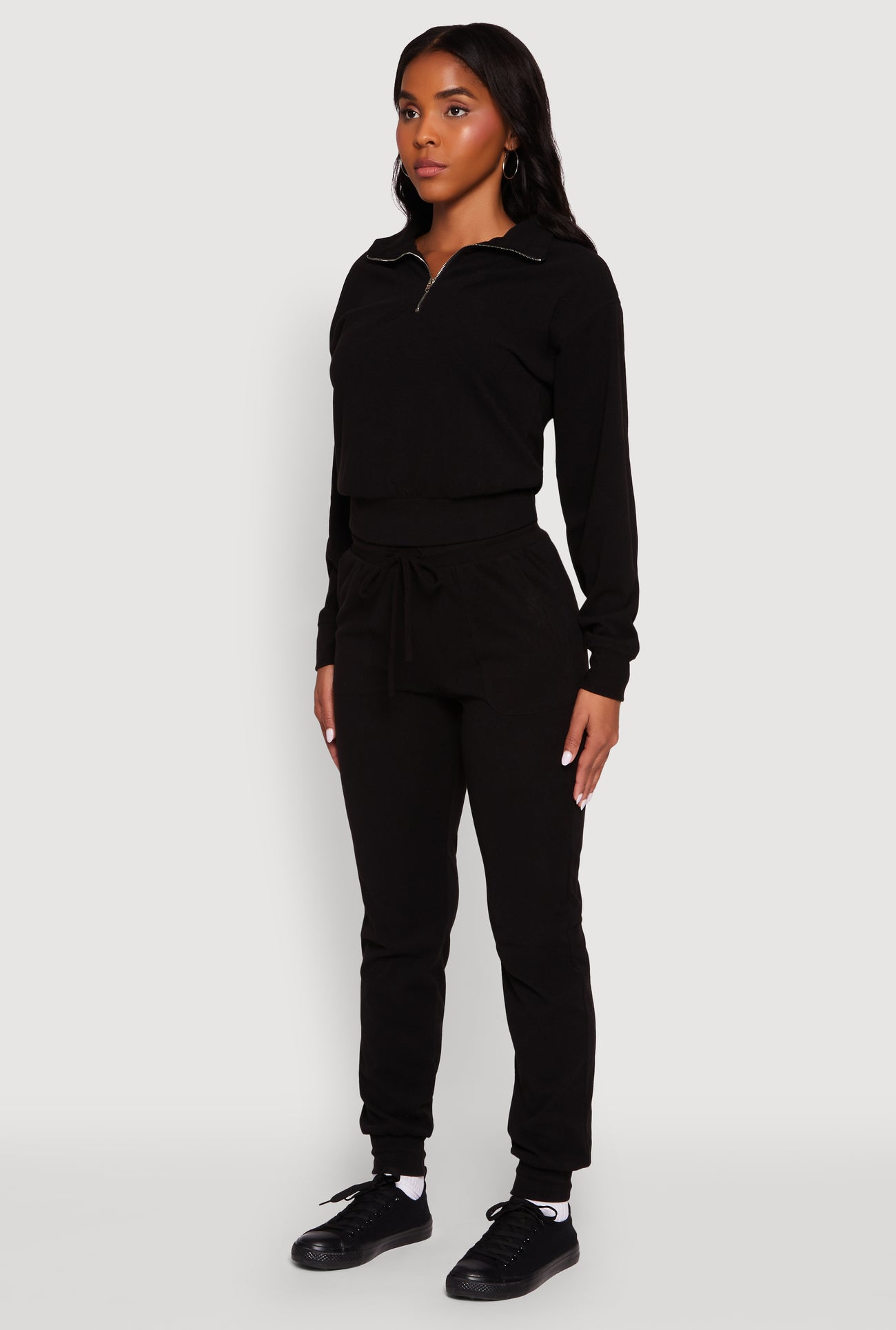 Long Sleeve Solid Half Zip Pullover Top