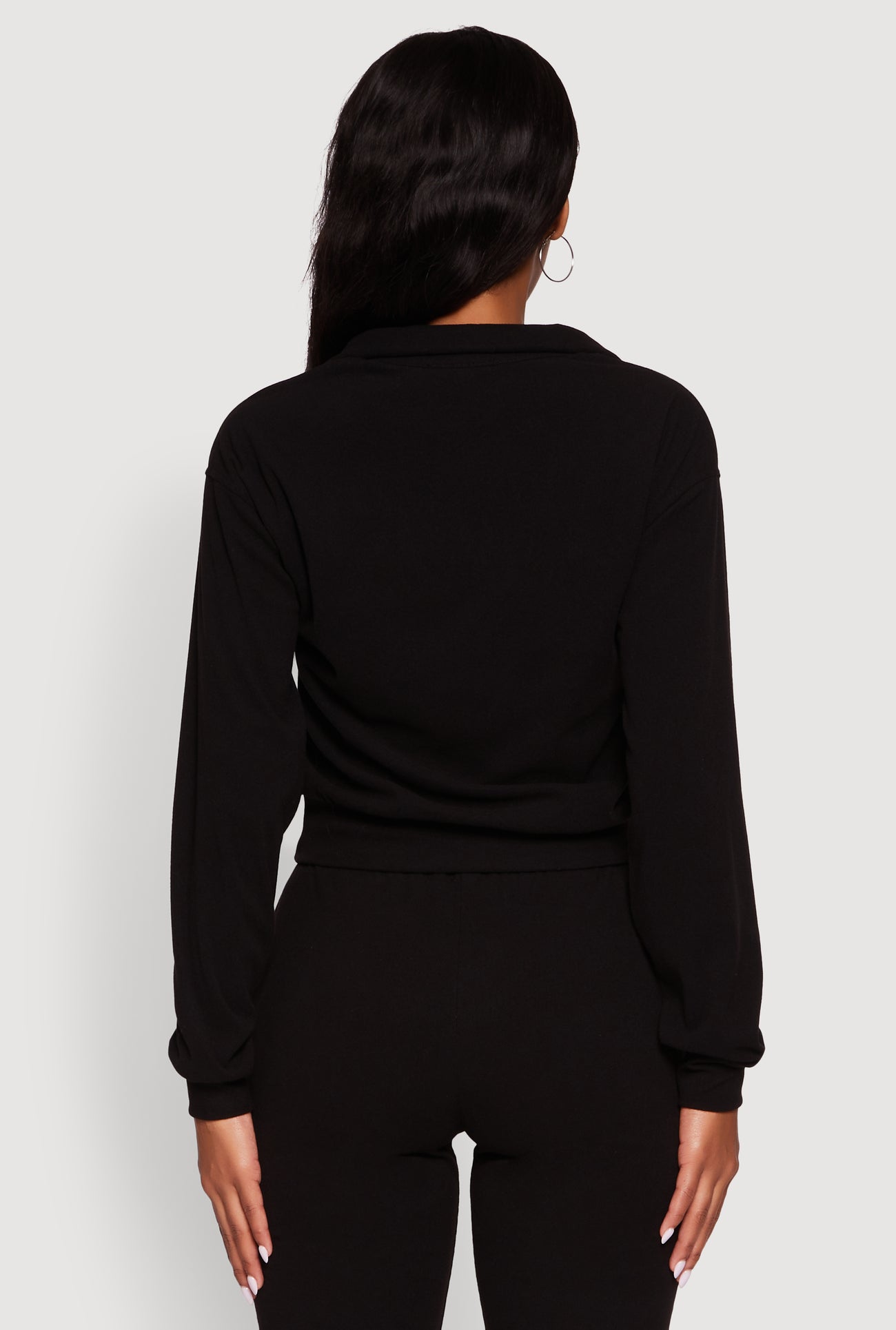 Long Sleeve Solid Half Zip Pullover Top