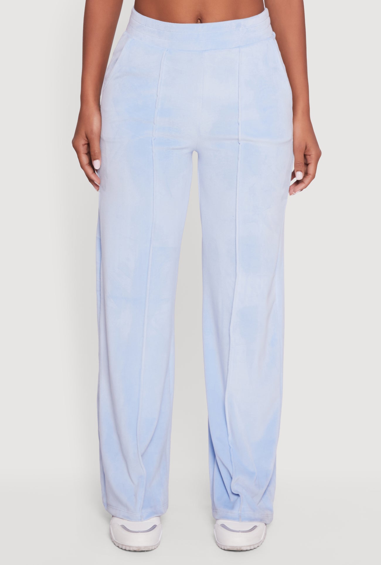 Velour Pintuck Wide Leg Sweatpants