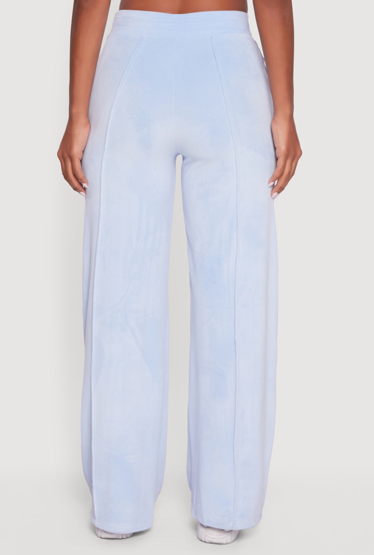 Velour Pintuck Wide Leg Sweatpants