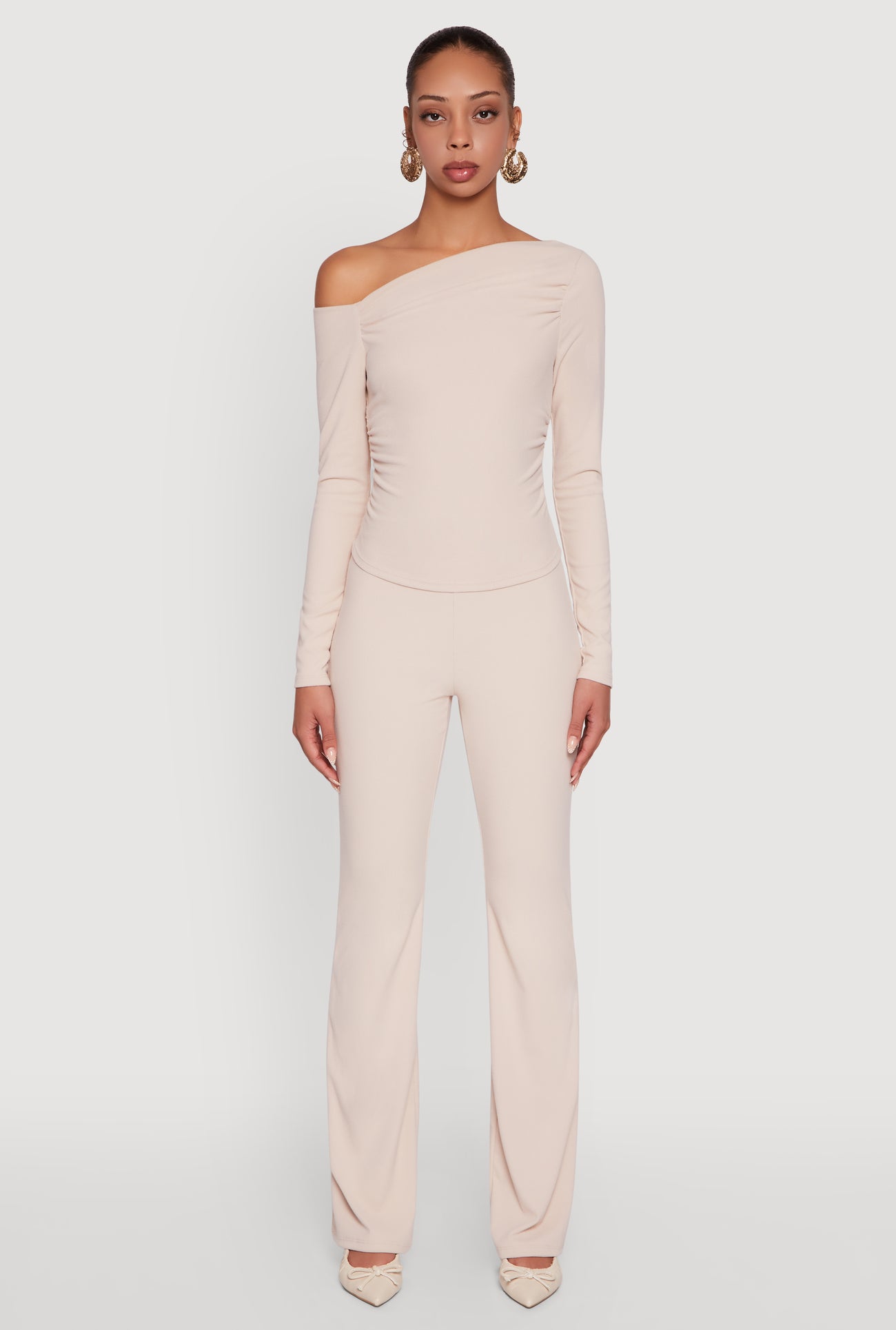 One Shoulder Long Sleeve Blouse