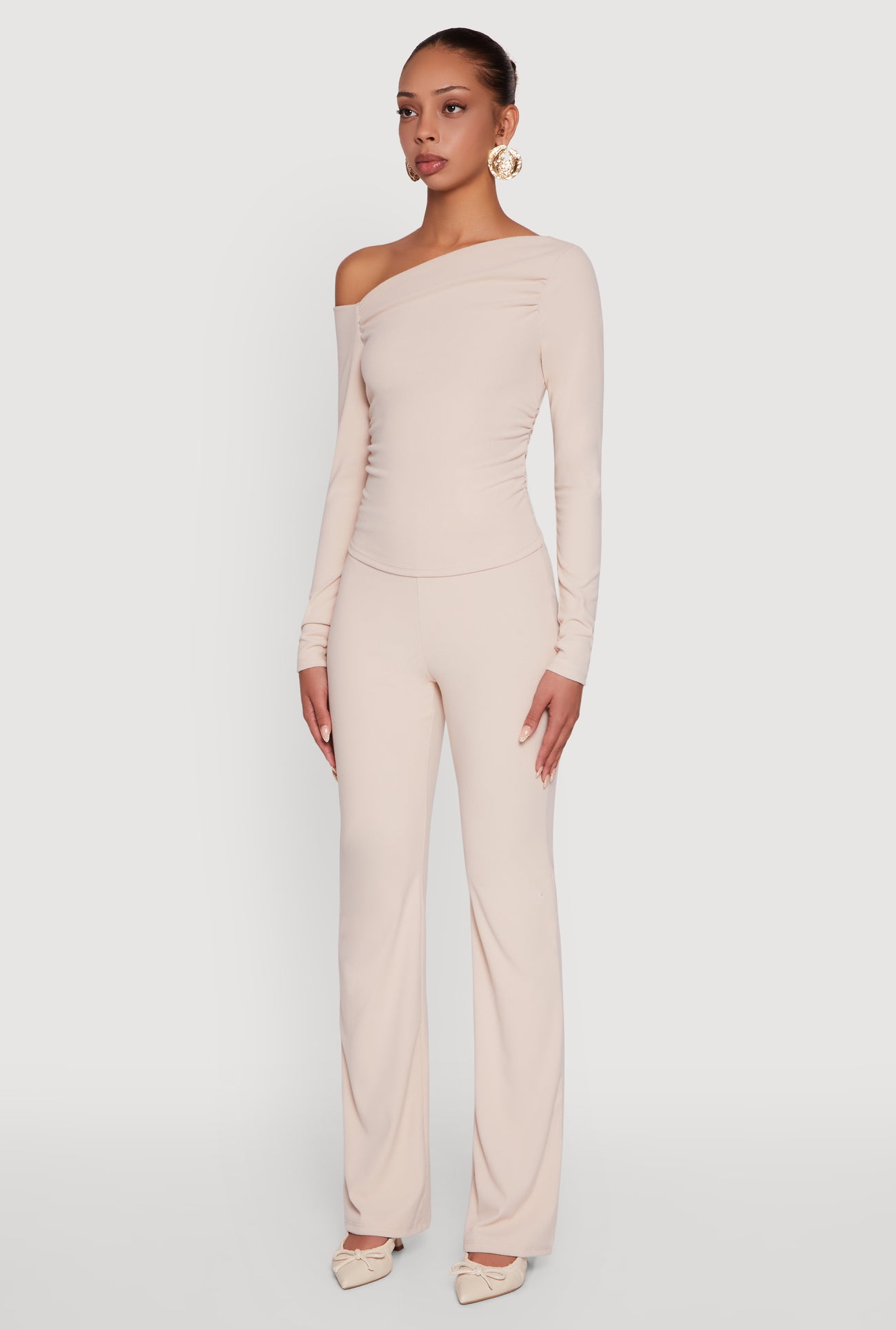 One Shoulder Long Sleeve Blouse
