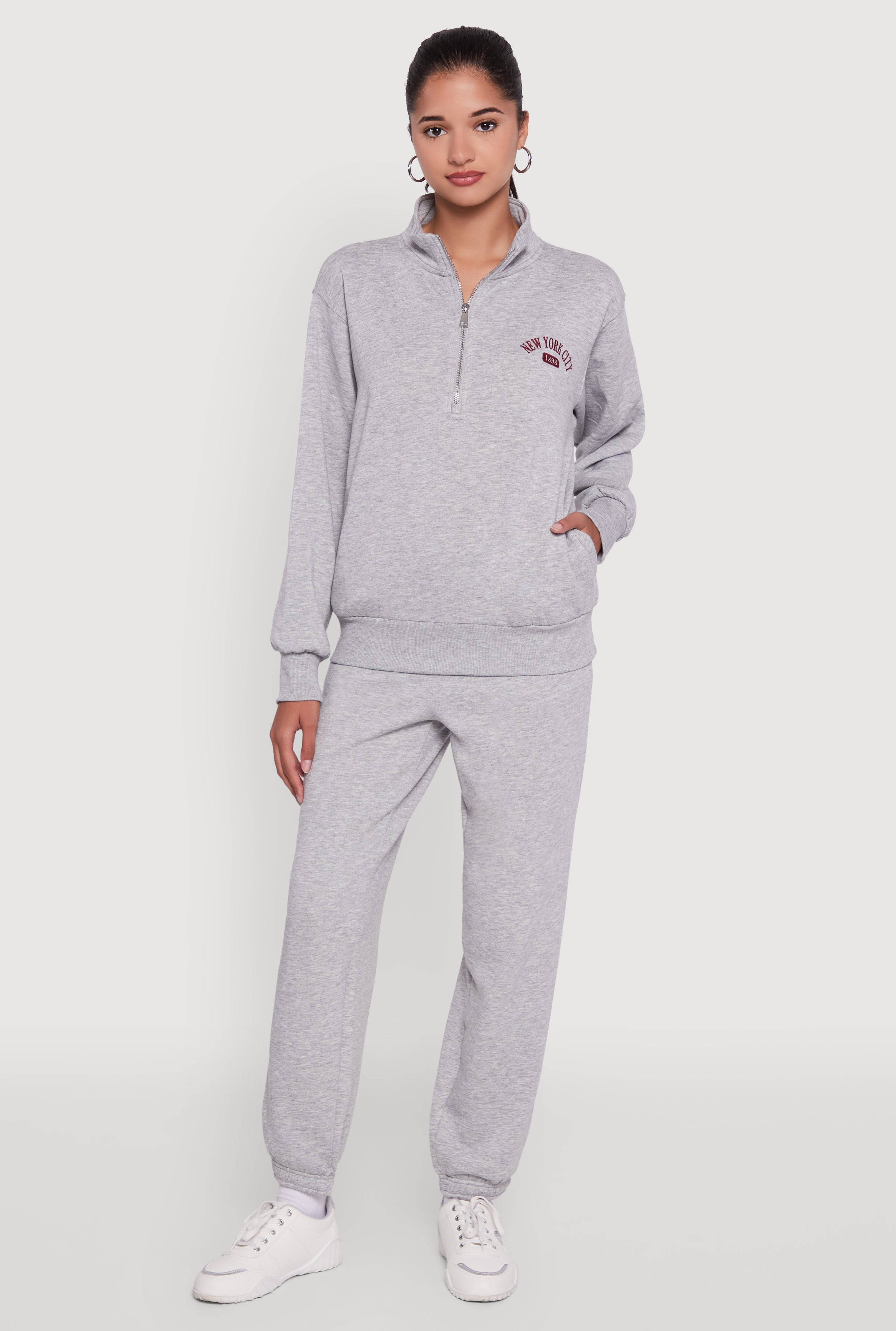 Mock Neck Half Zip New York City Graphic Sweatshirt