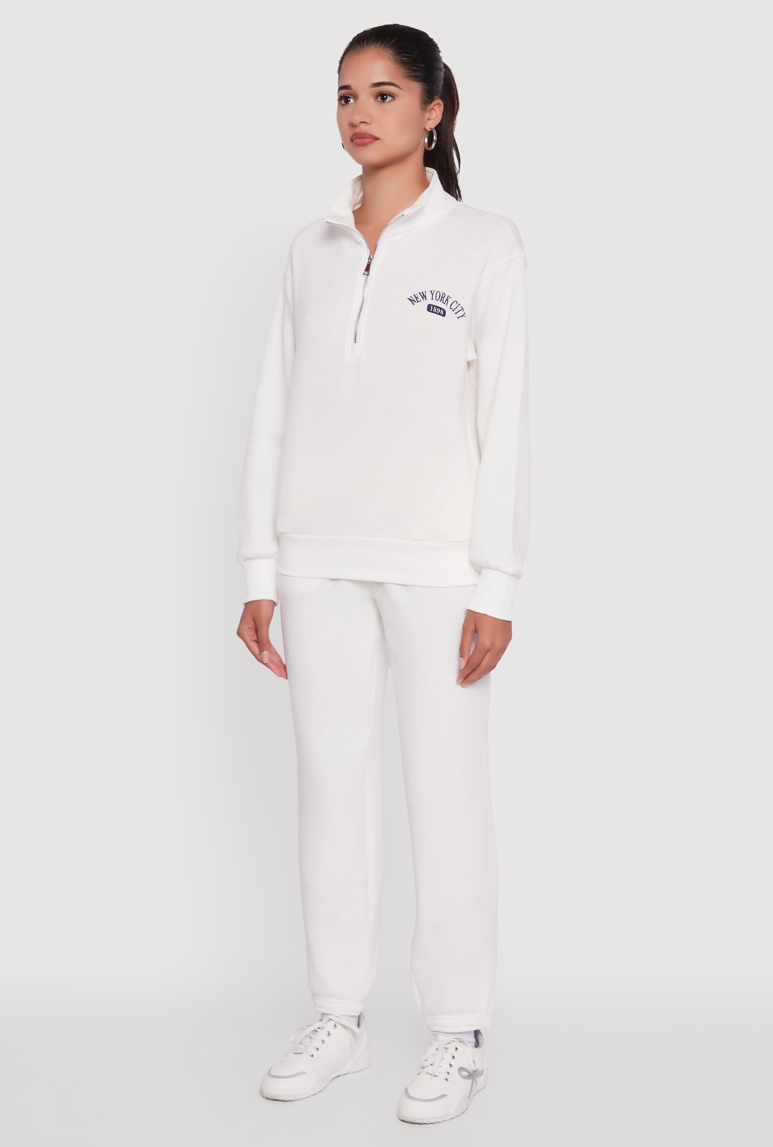 Mock Neck Half Zip New York City Graphic Sweatshirt
