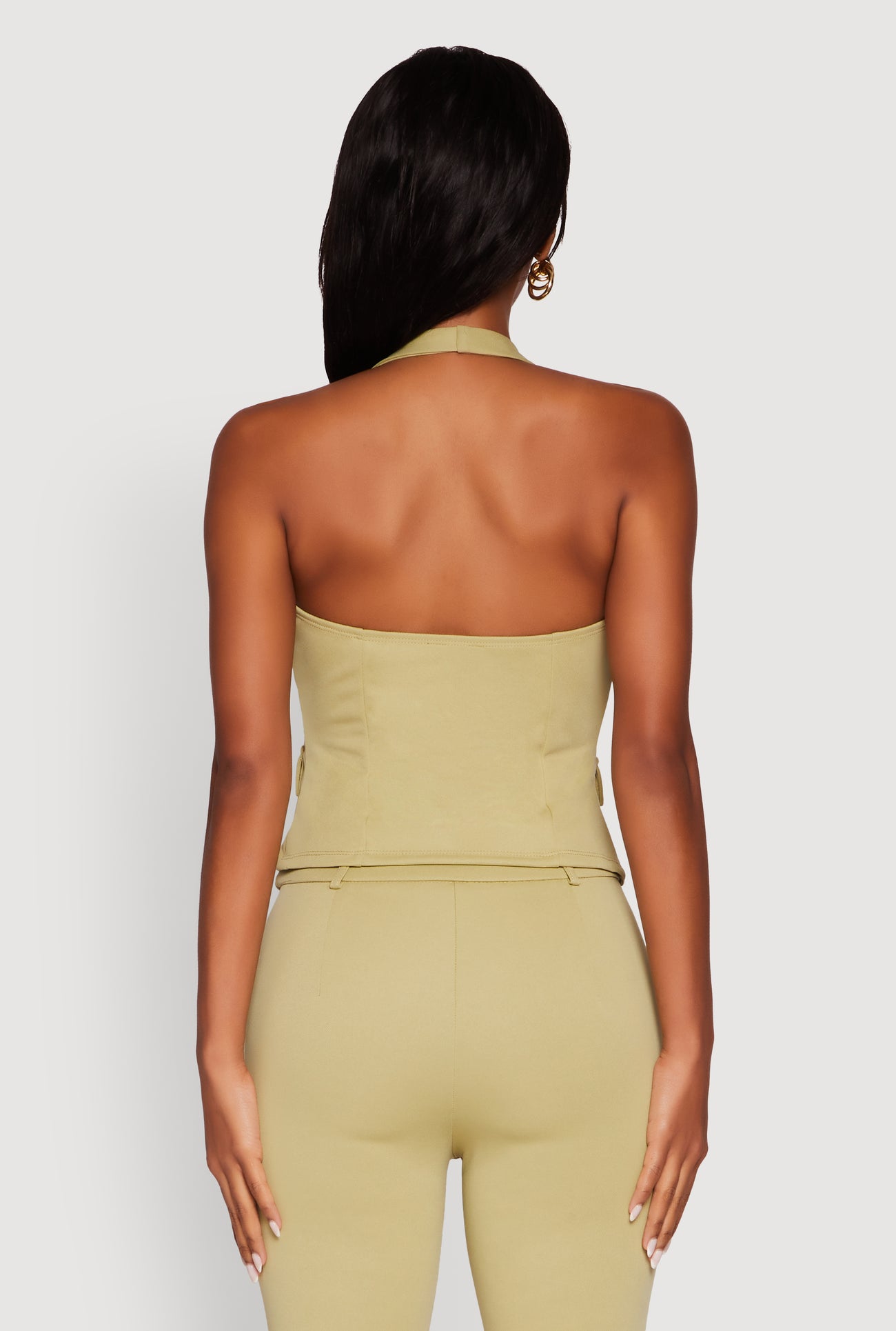 Zip Front Halter Blazer Vest