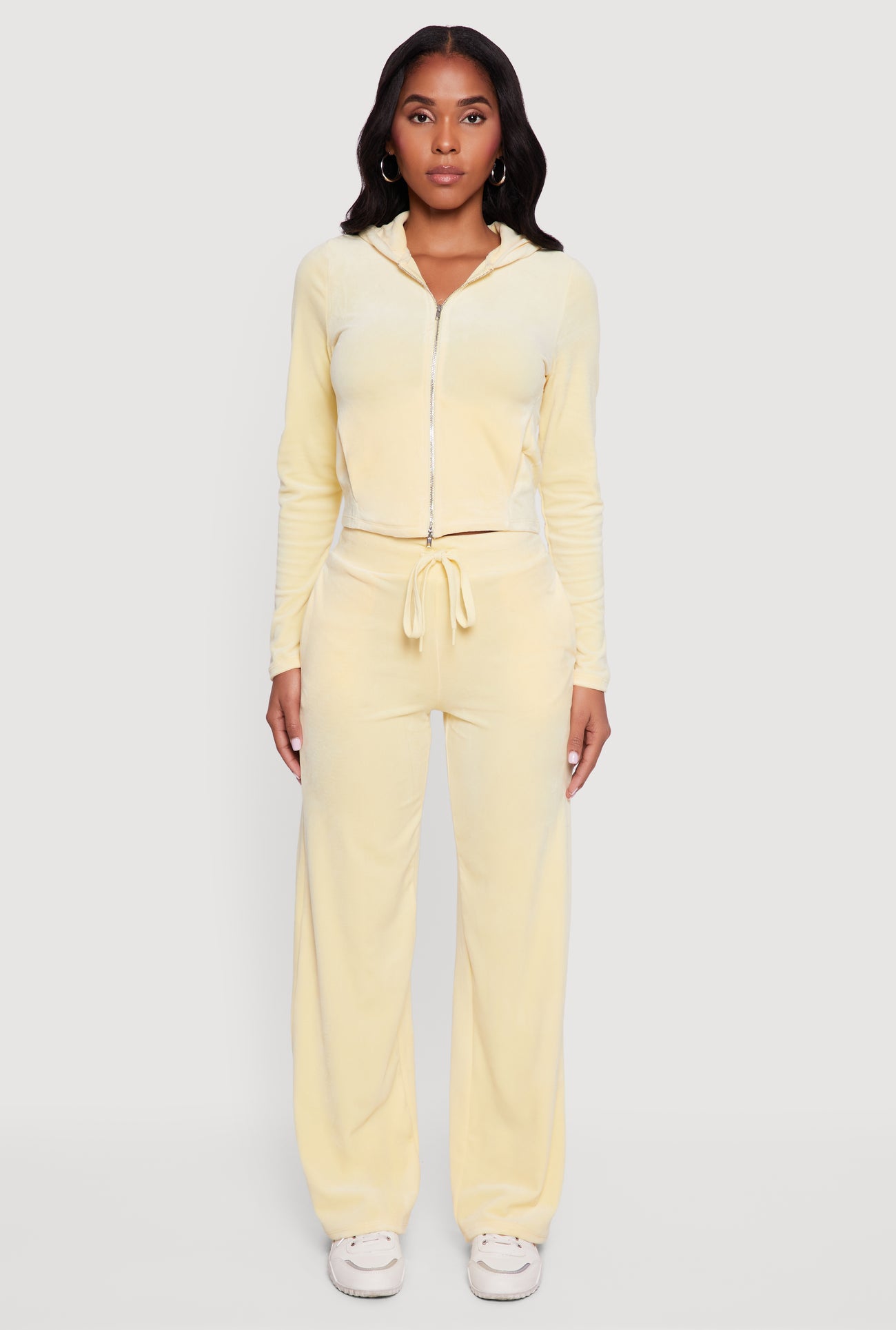 Hooded Zip Front Velour Jacket