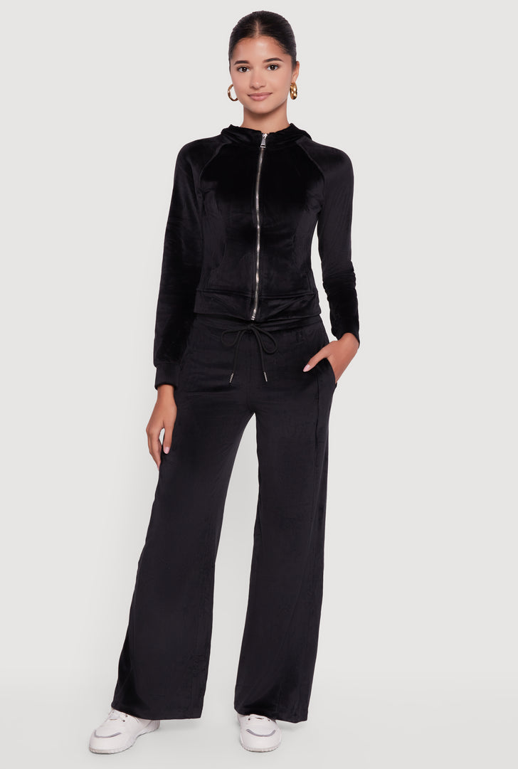 Mid Rise Velour Wide Leg Sweatpants