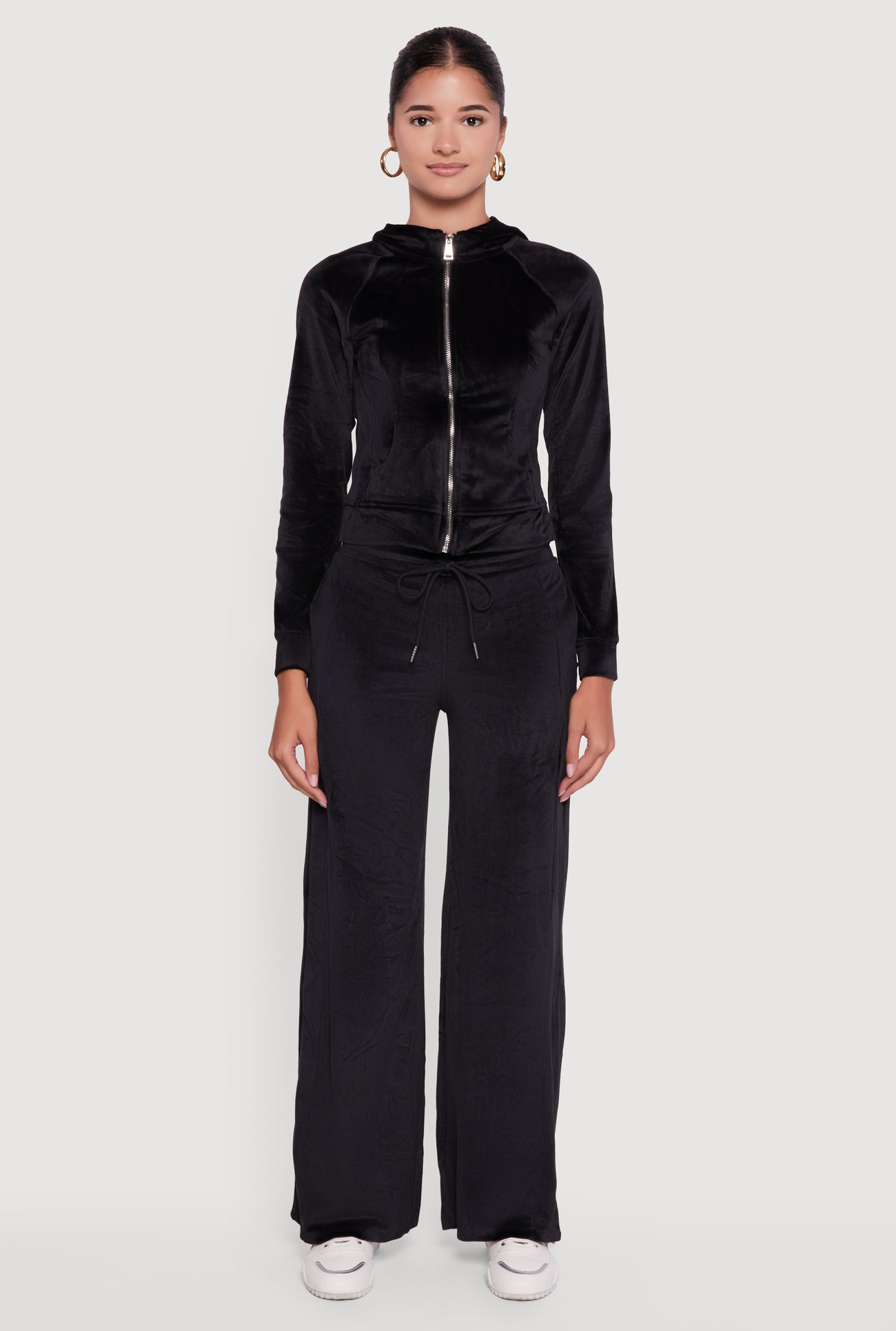 Mid Rise Velour Wide Leg Sweatpants