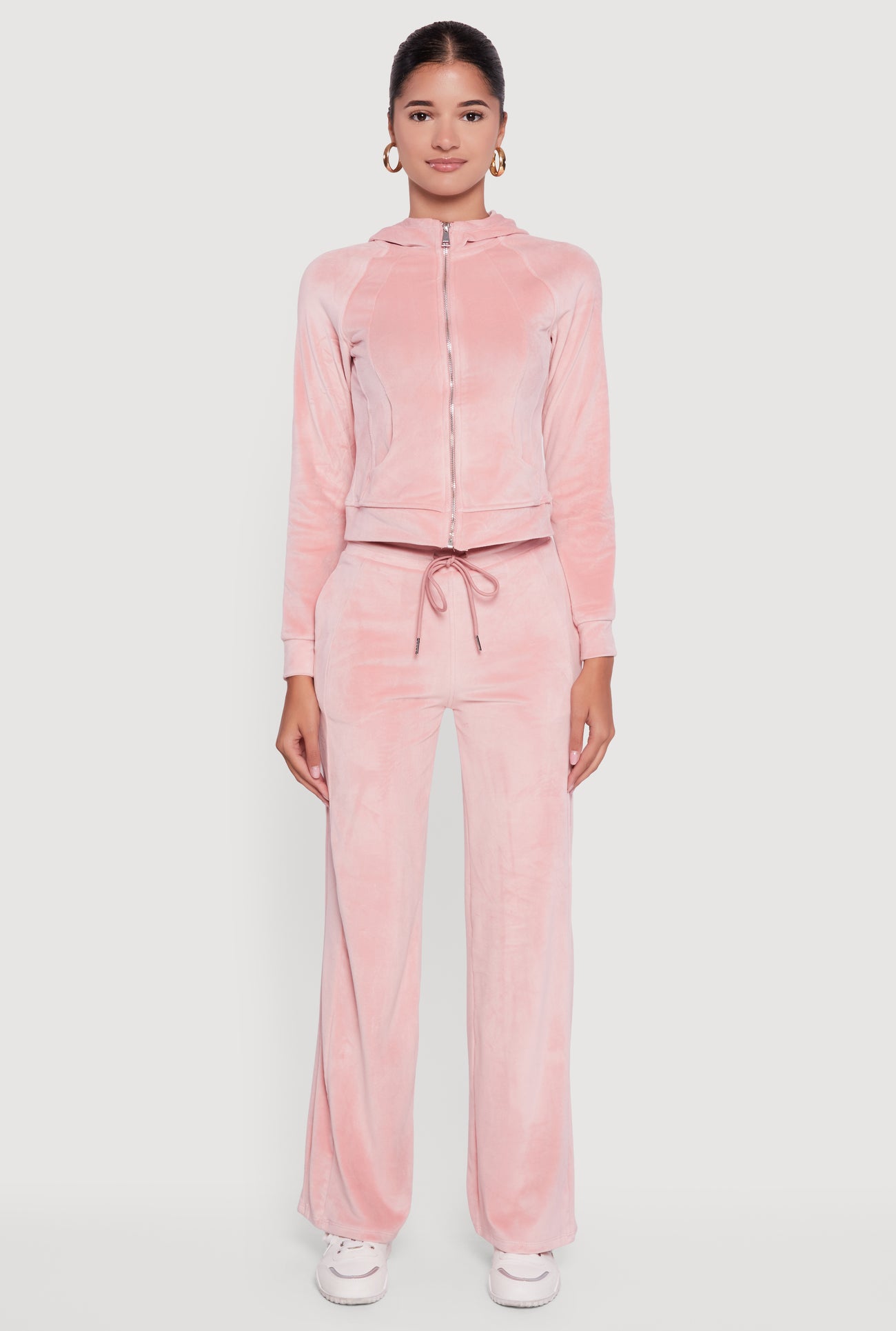 Mid Rise Velour Wide Leg Sweatpants