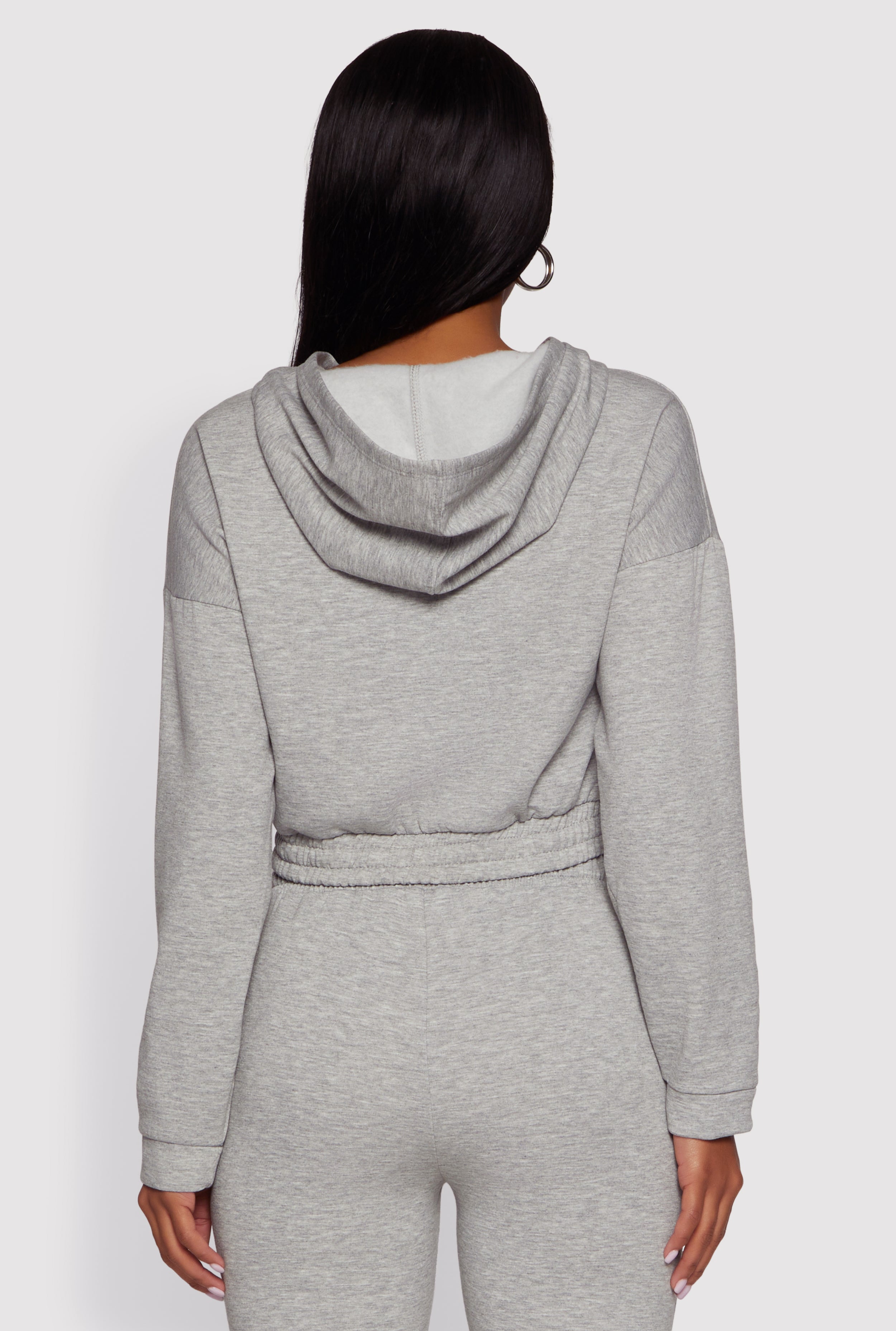 Hooded Fleece Lined Drawstring Hem Sweatshirt