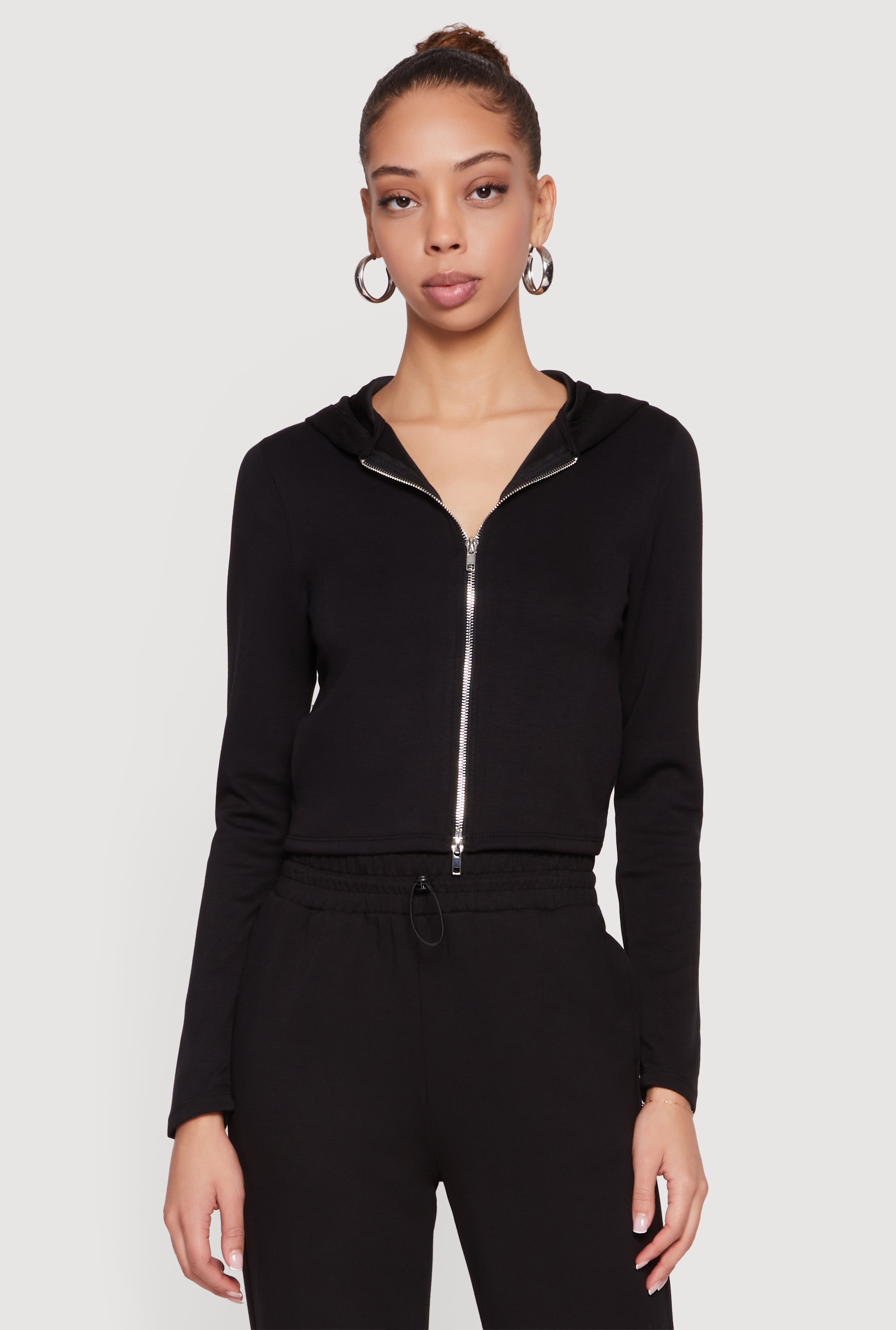 Scuba Zip Front Cropped Hoodie