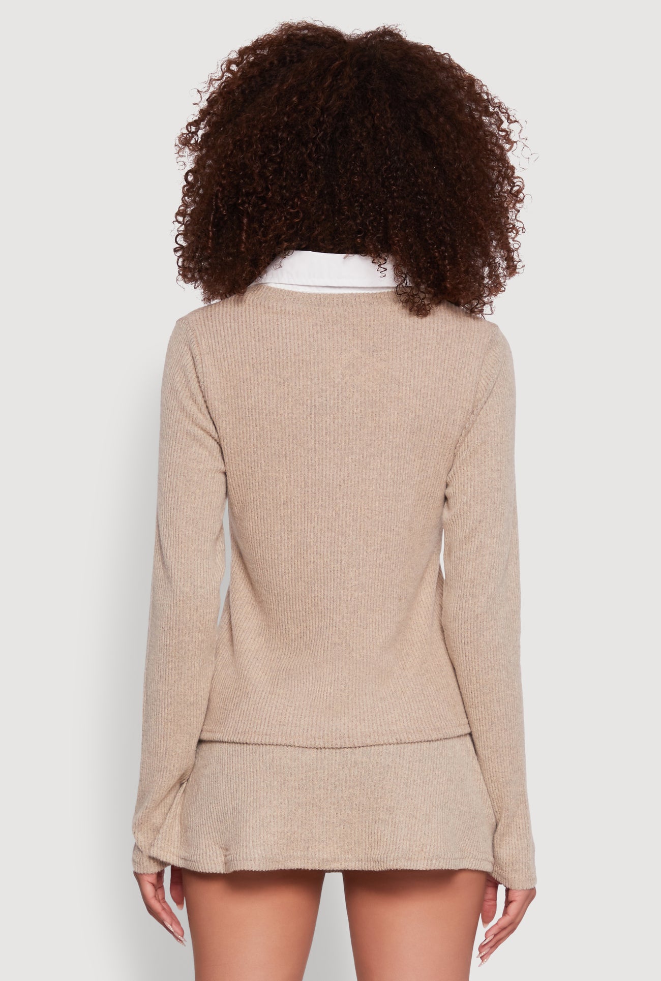 Shirt Collar Layered Look Sweater