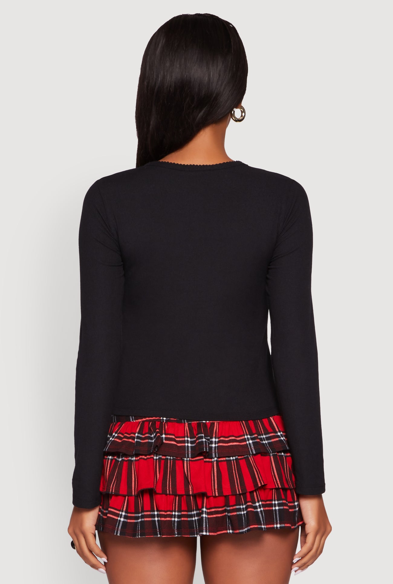 Rib Knit Button Front Long Sleeve Cardigan