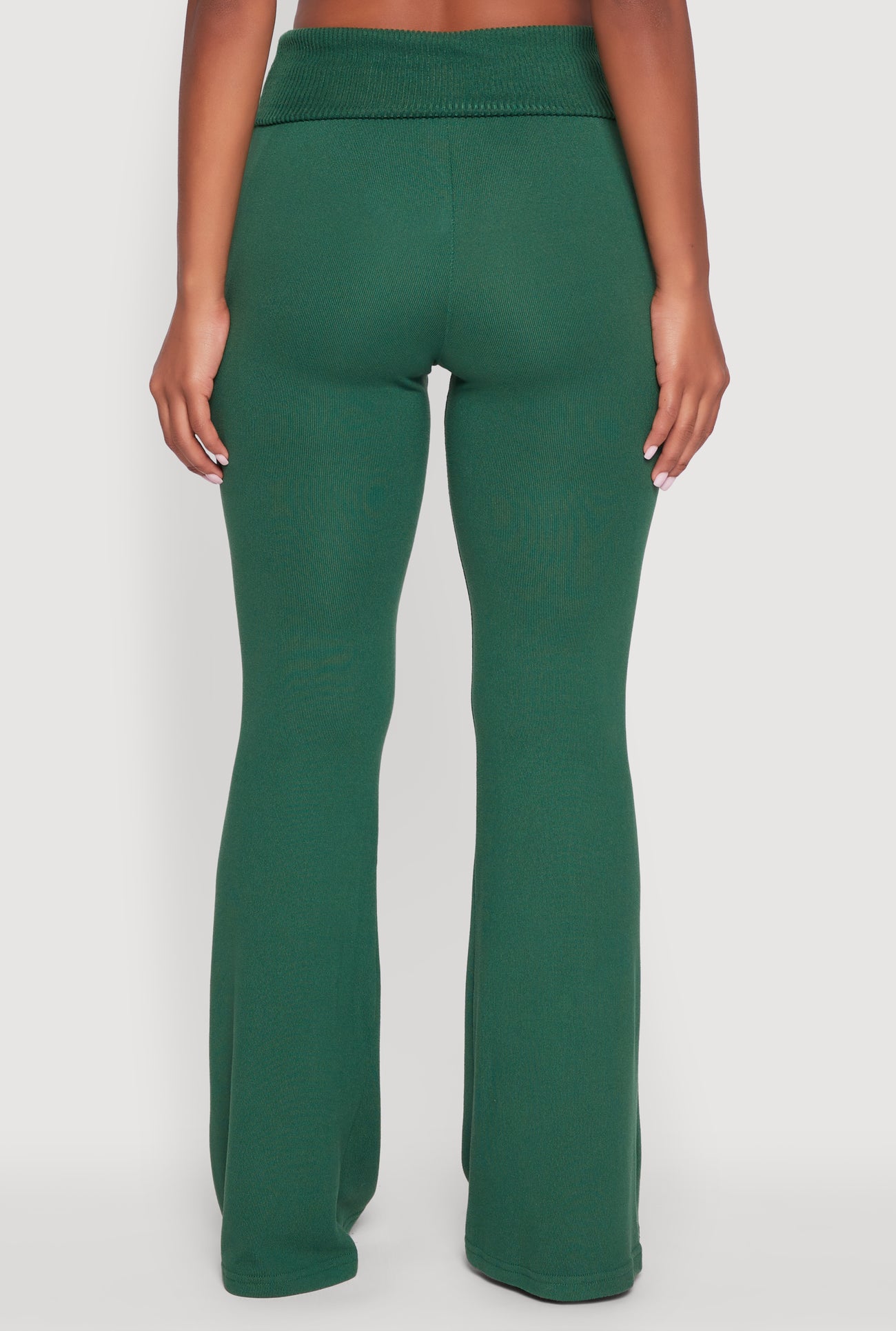 Brushed Knit Fold Over Flare Pants