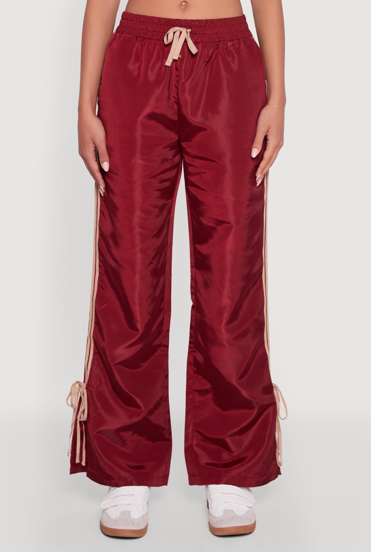 Nylon Bow Varsity Stripe Side Track Pants
