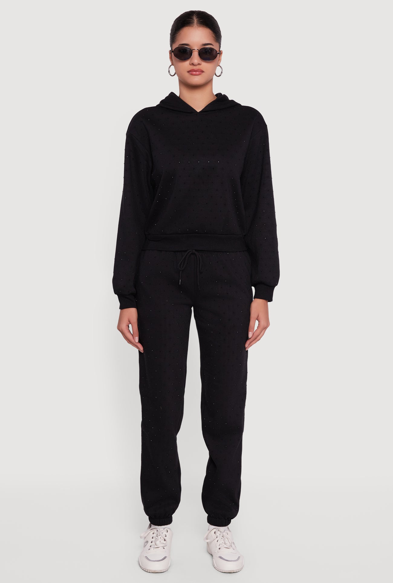 Almost Famous Rhinestone Studded Fleece Sweatpants