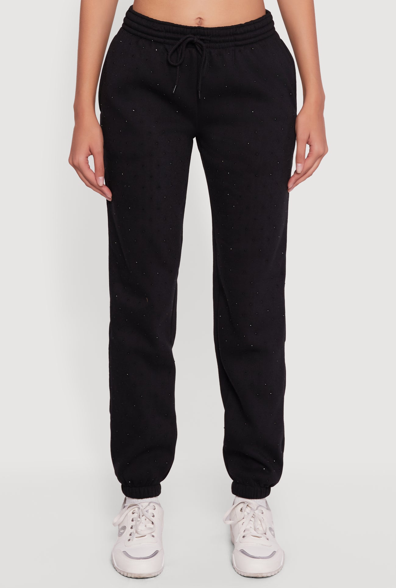 Almost Famous Rhinestone Studded Fleece Sweatpants