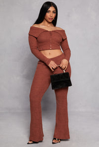 Almost Famous Rib Knit Flared Pants