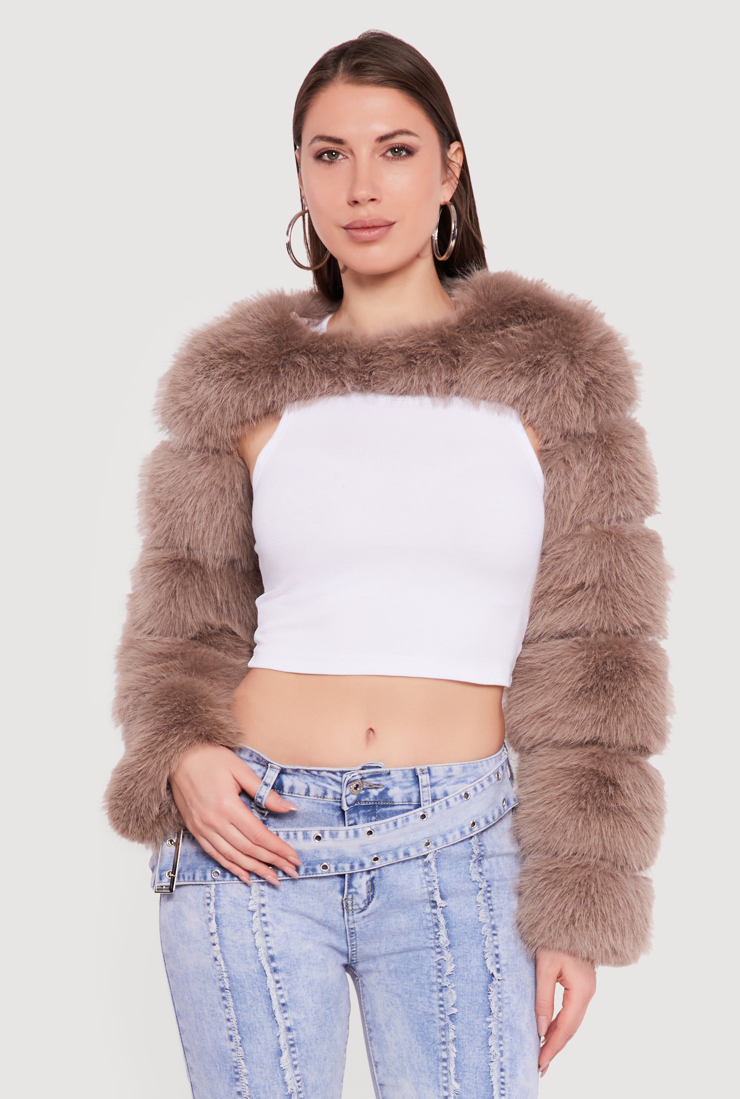 トップス lily sunocoff fluffy marie ghost bolero Faux Fur Bolero Jacket