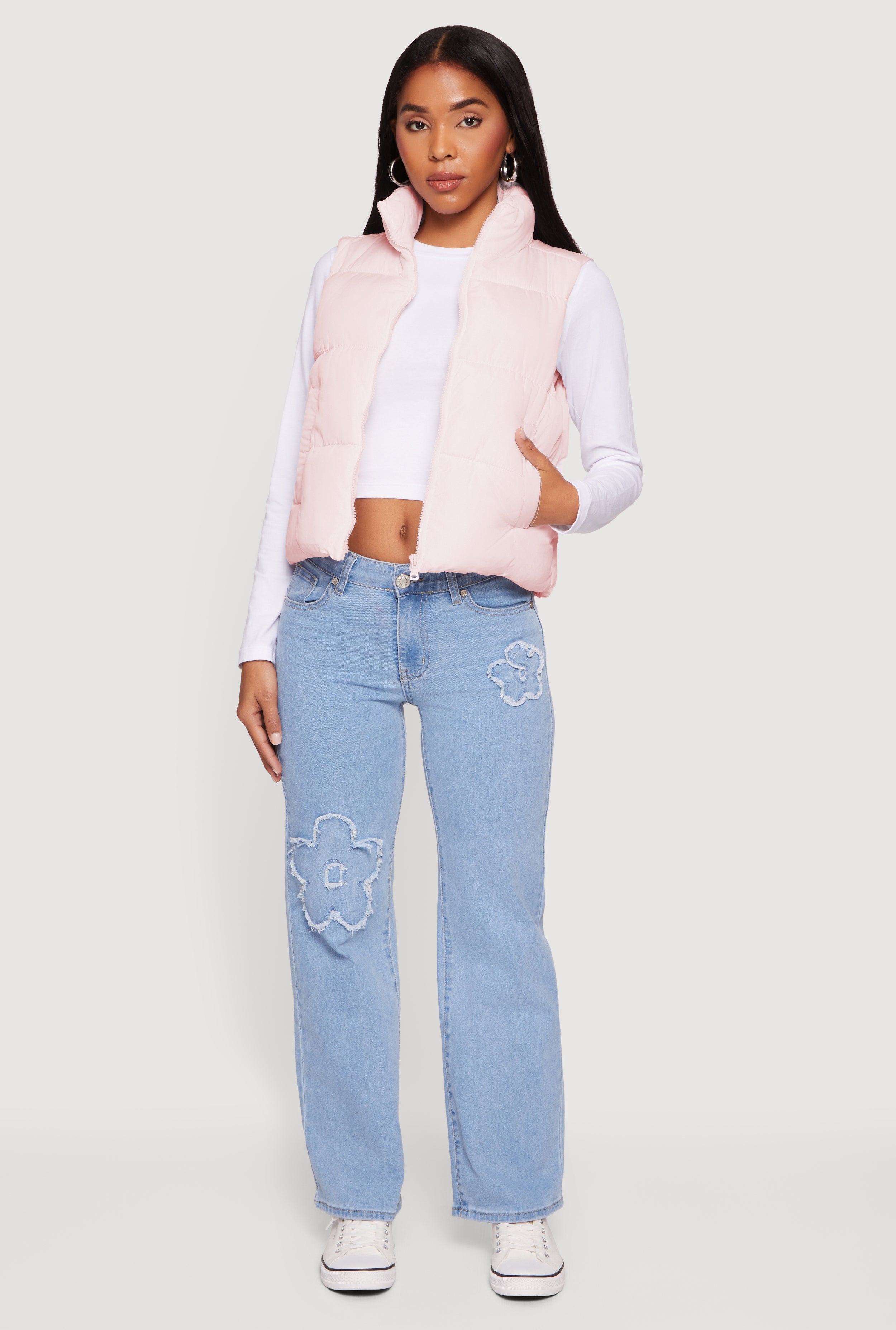 Almost Famous Mock Neck Zip Front Puffer Vest