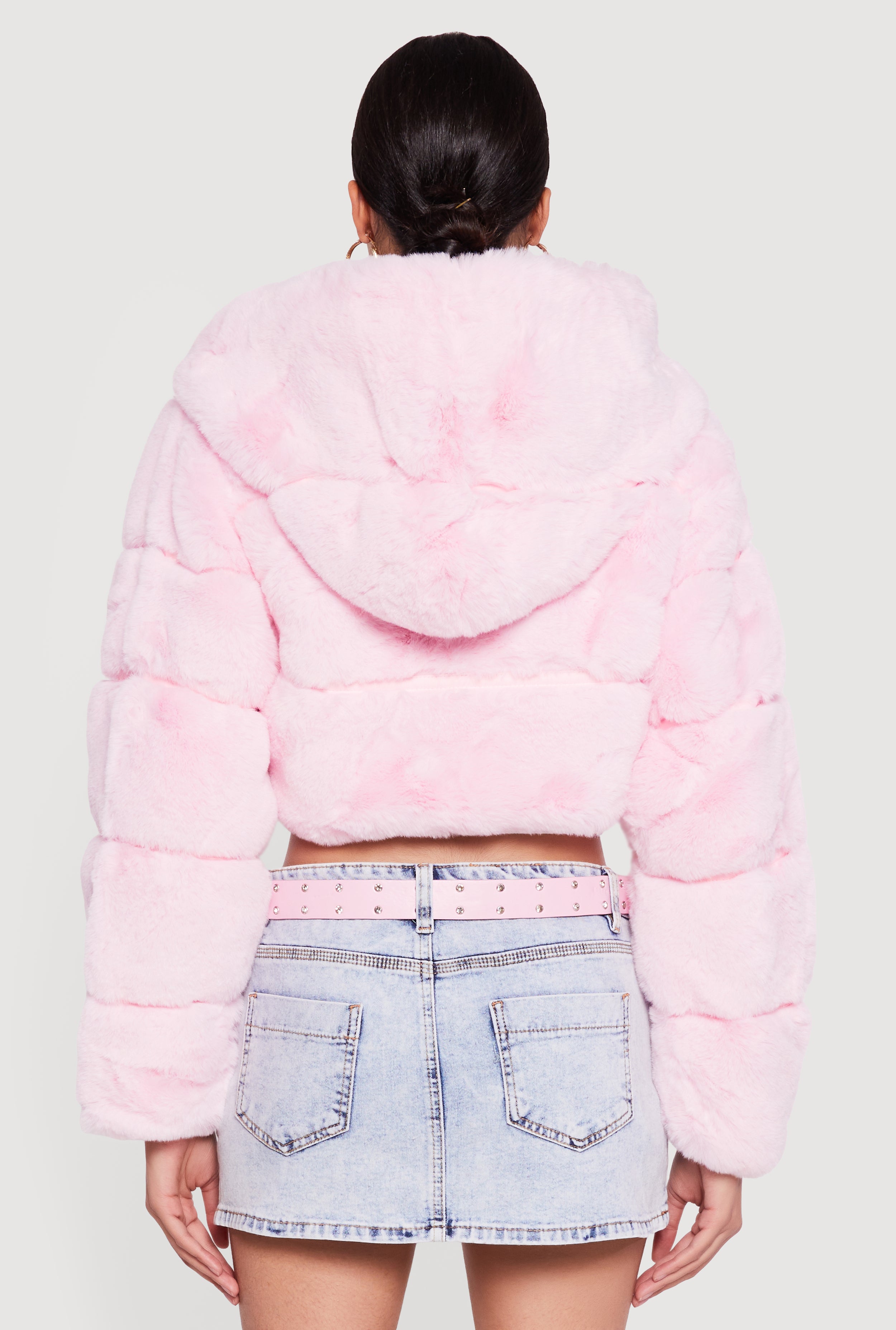 Faux Fur Cropped Hooded Jacket