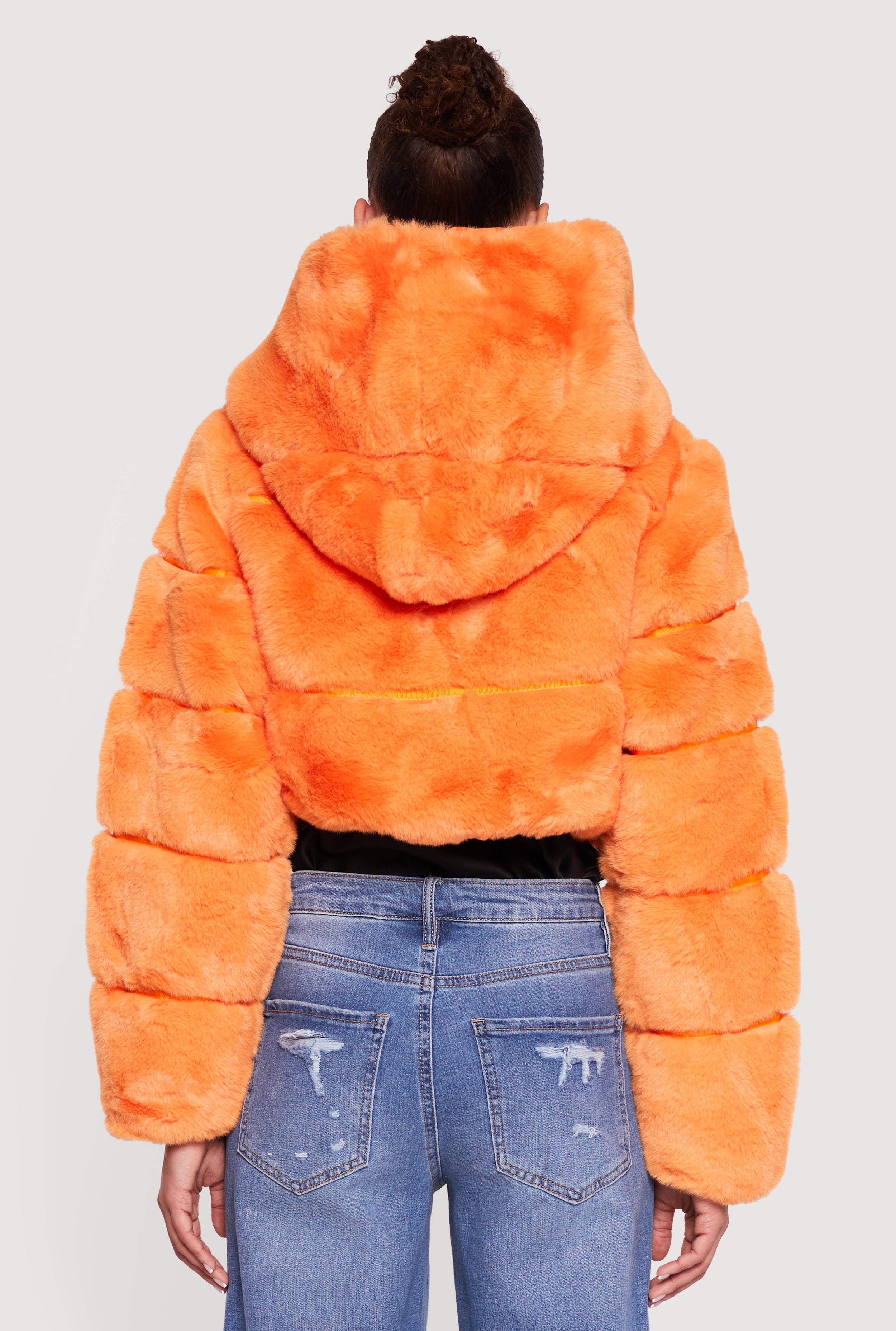 Faux Fur Cropped Hooded Jacket