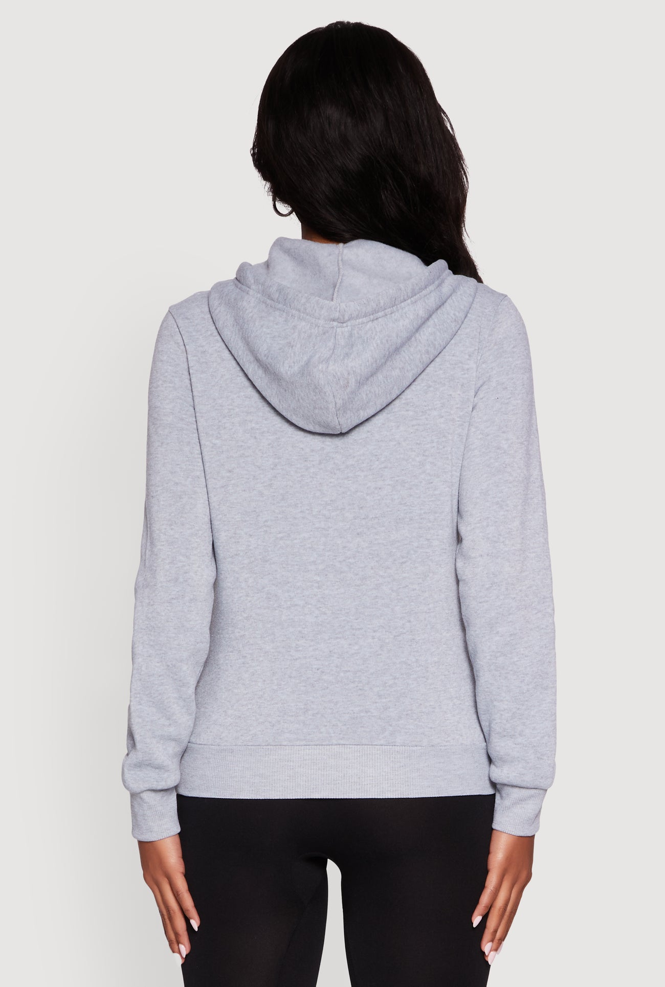 Zip Front Fleece Long Sleeve Hoodie