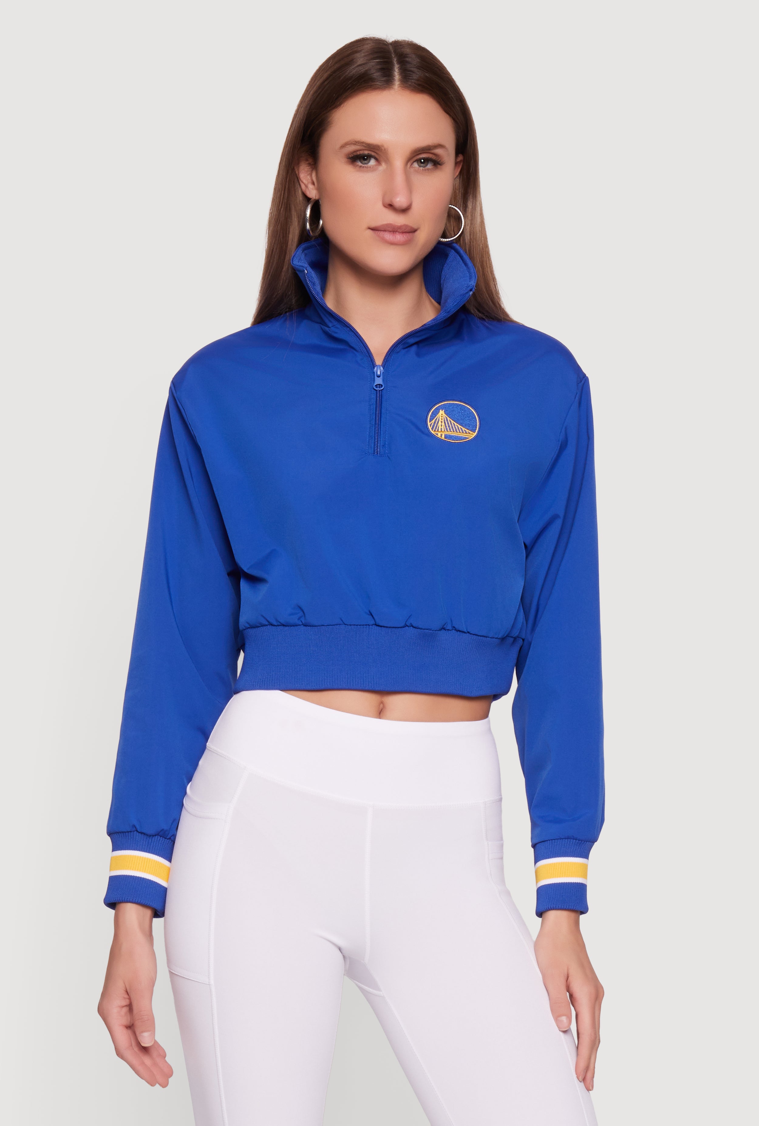 NBA Golden State Warriors Cropped Quarter Zip Windbreaker