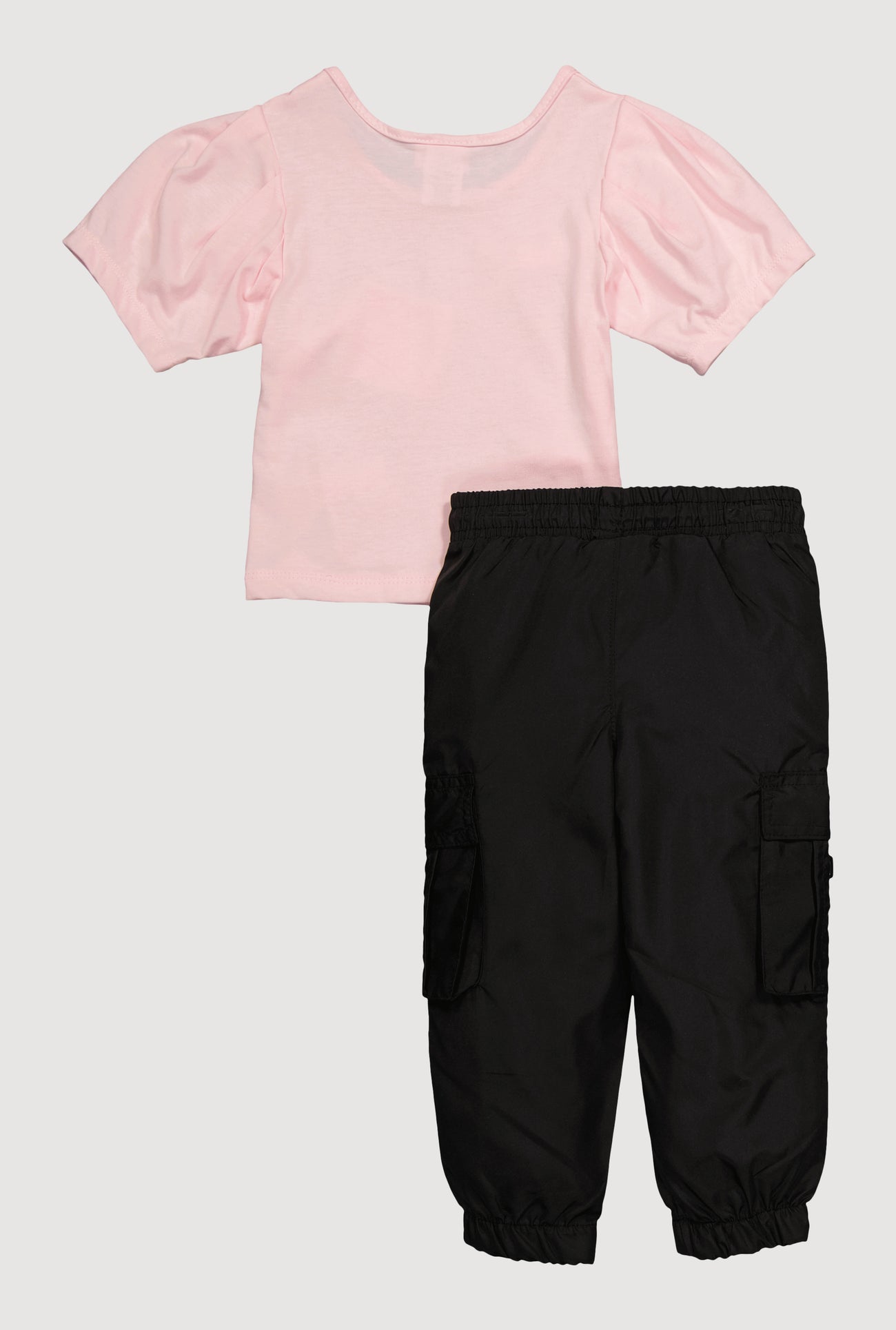 Toddler Girls Bow Detail Tee and Toggle Drawstring Cargo Joggers