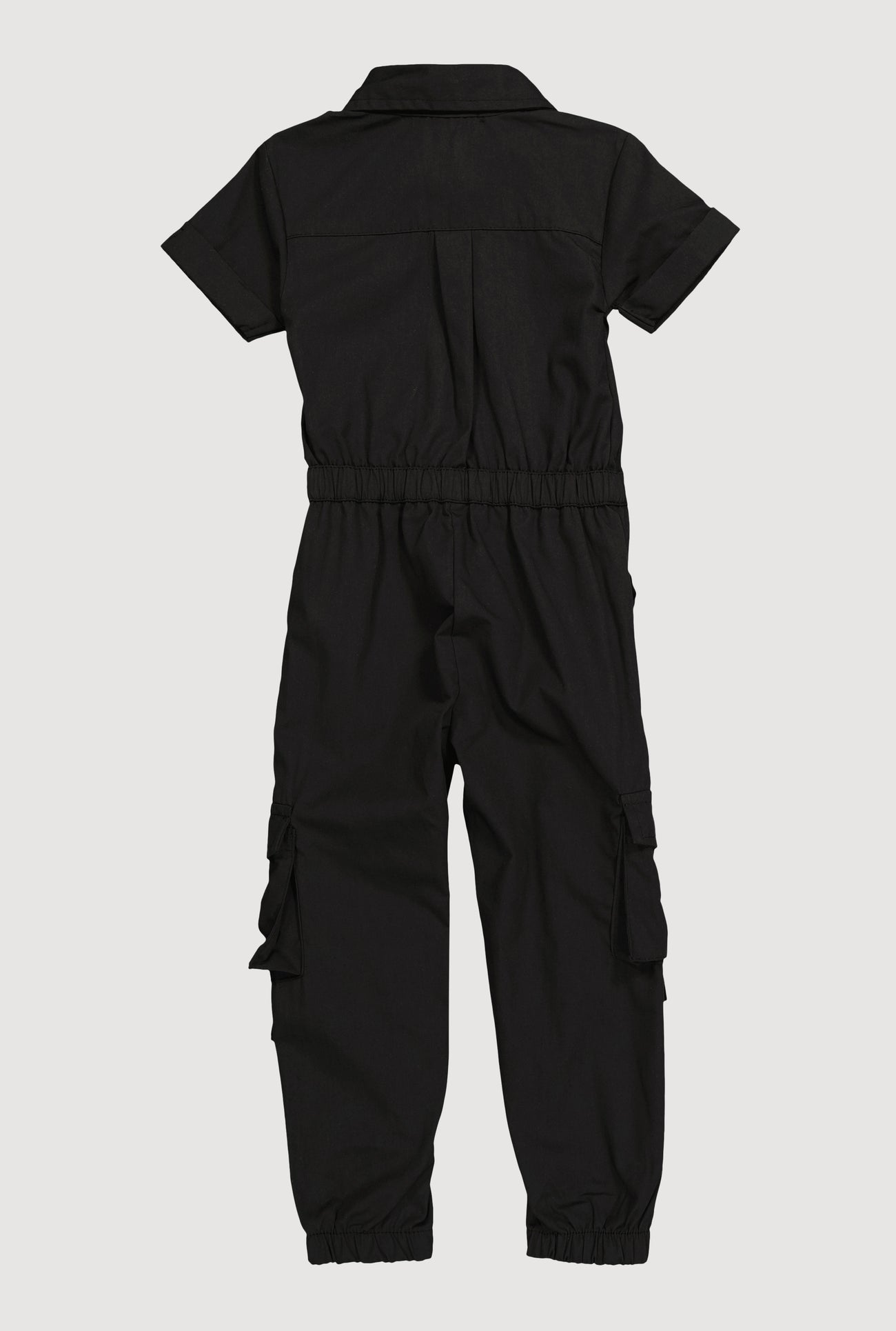 Toddler Girls Button Front Cargo Pocket Jumpsuit with D-Ring Buckles