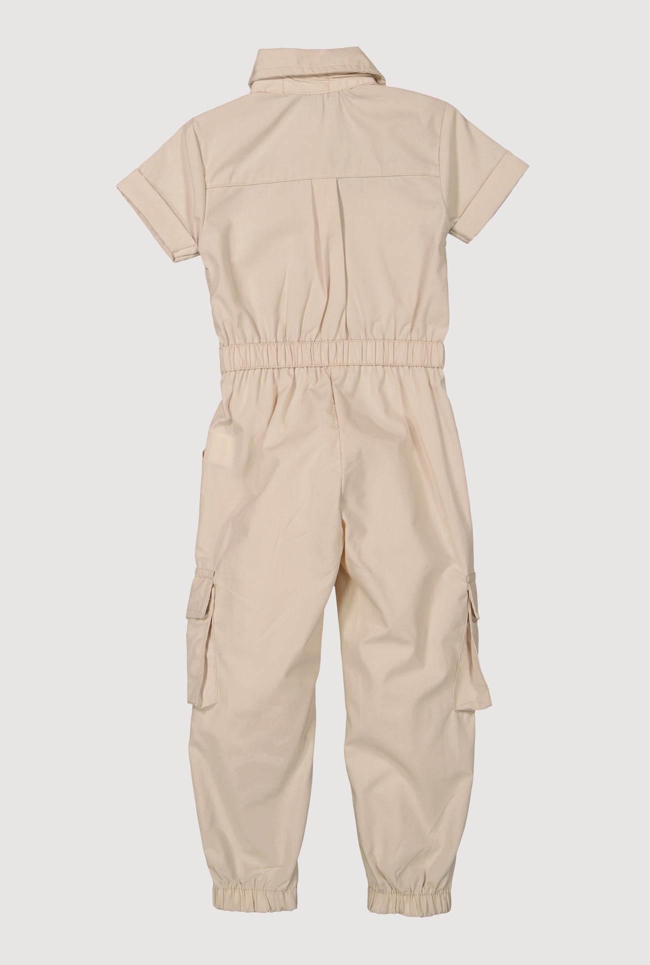 Toddler Girls Button Front Cargo Pocket Jumpsuit with D-Ring Buckles