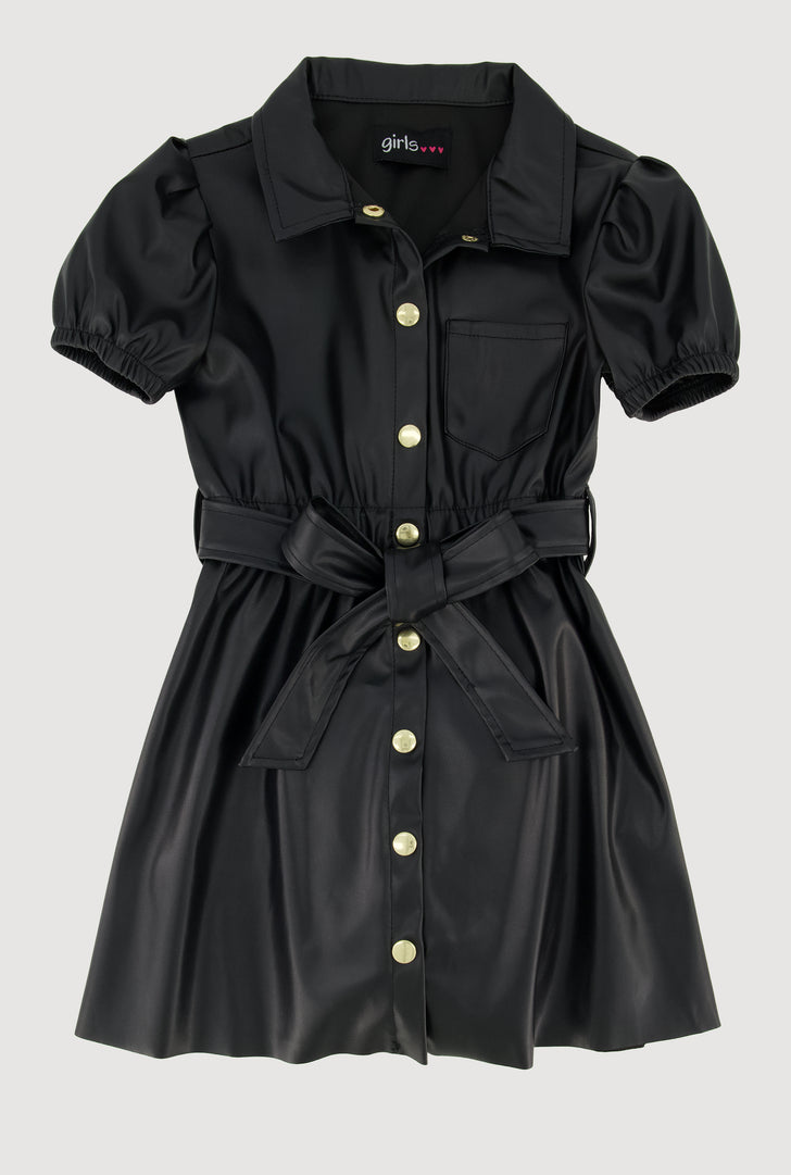 toddler leather dress Toddler Girl Faux Leather Sleeveless Dress - Black - Otter Avenue