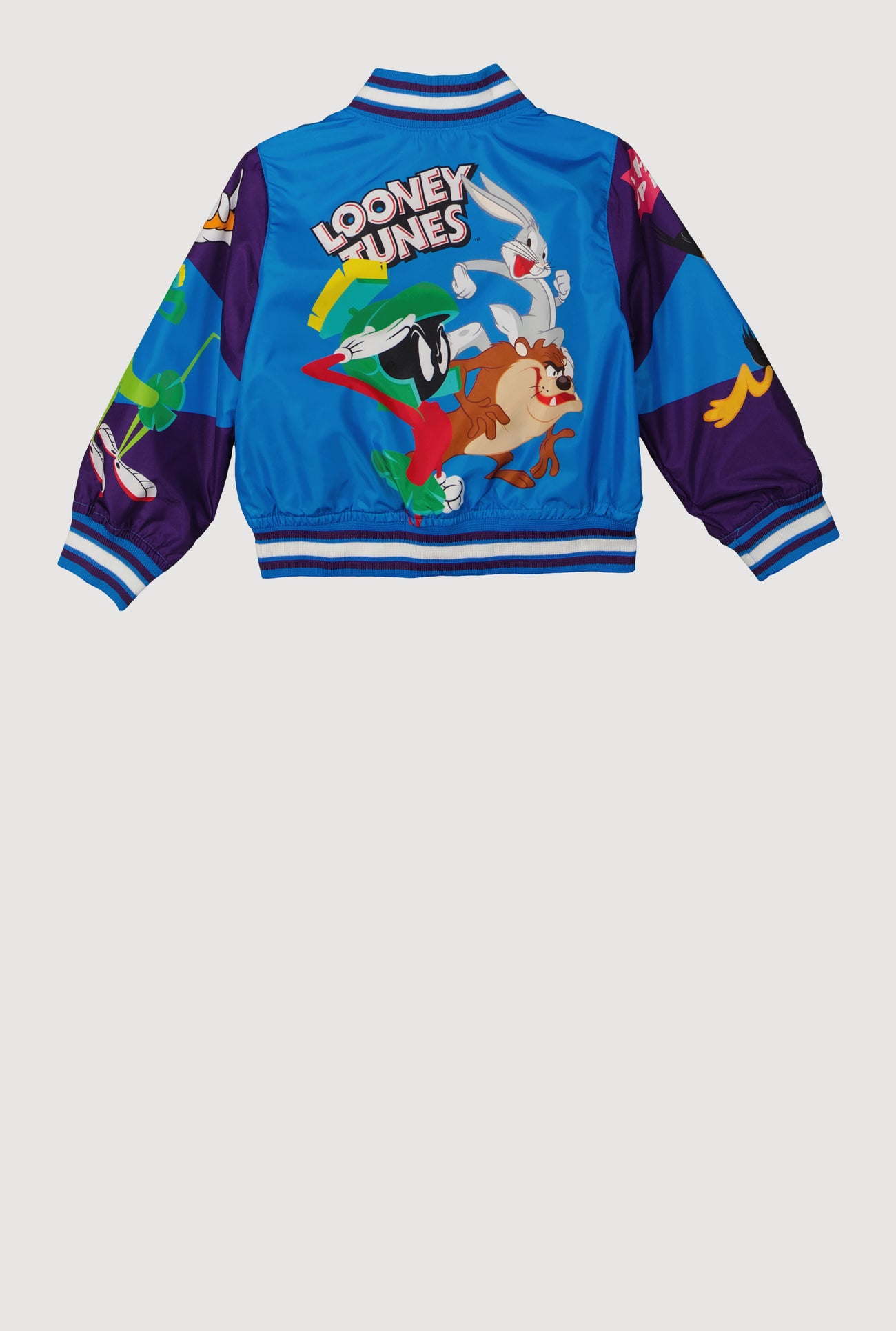 Toddler Boys Cartoon Graphic Varsity Stripe Bomber Jacket