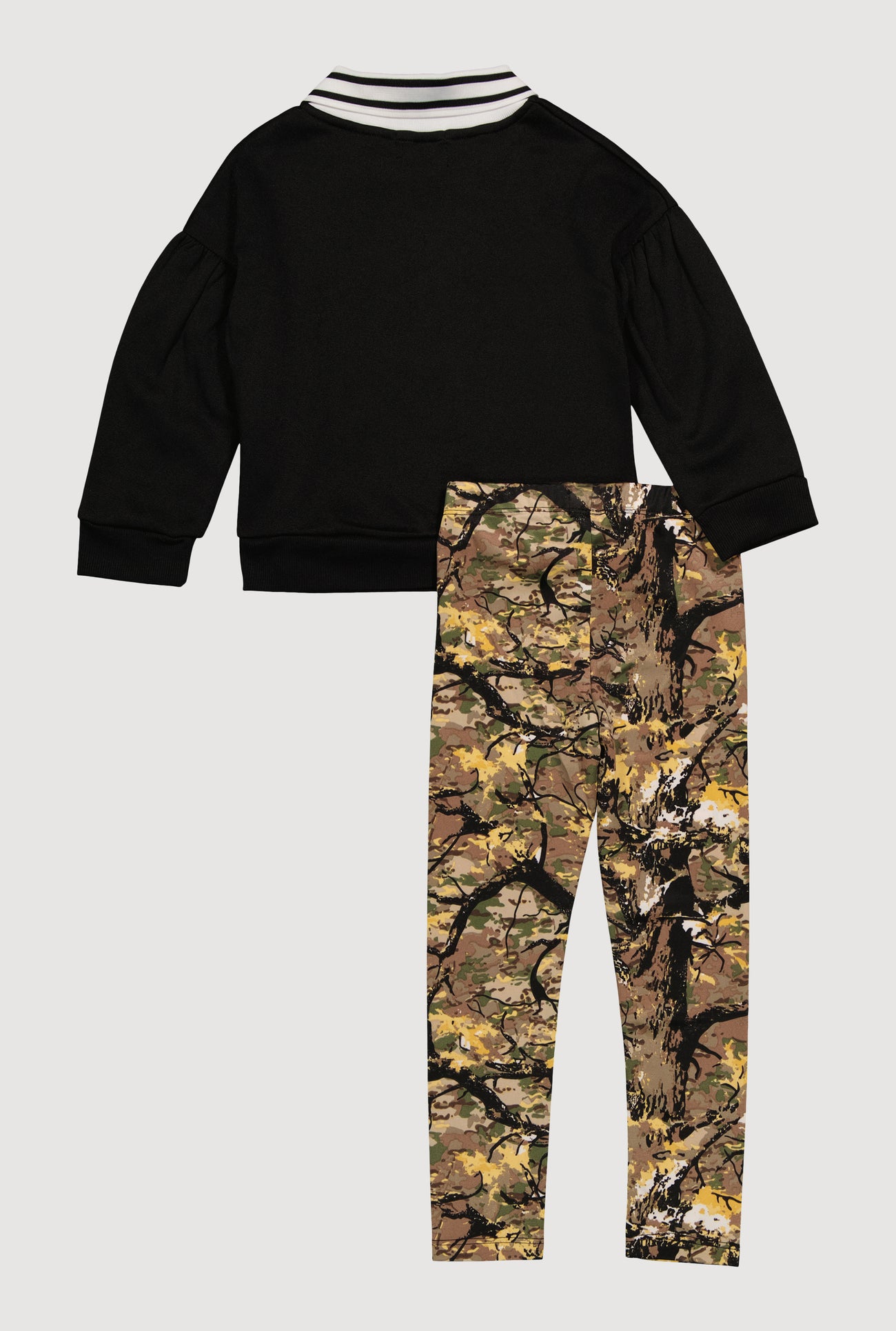 Little Girls Hunter Camo Bear Graphic Sweatshirt and Leggings