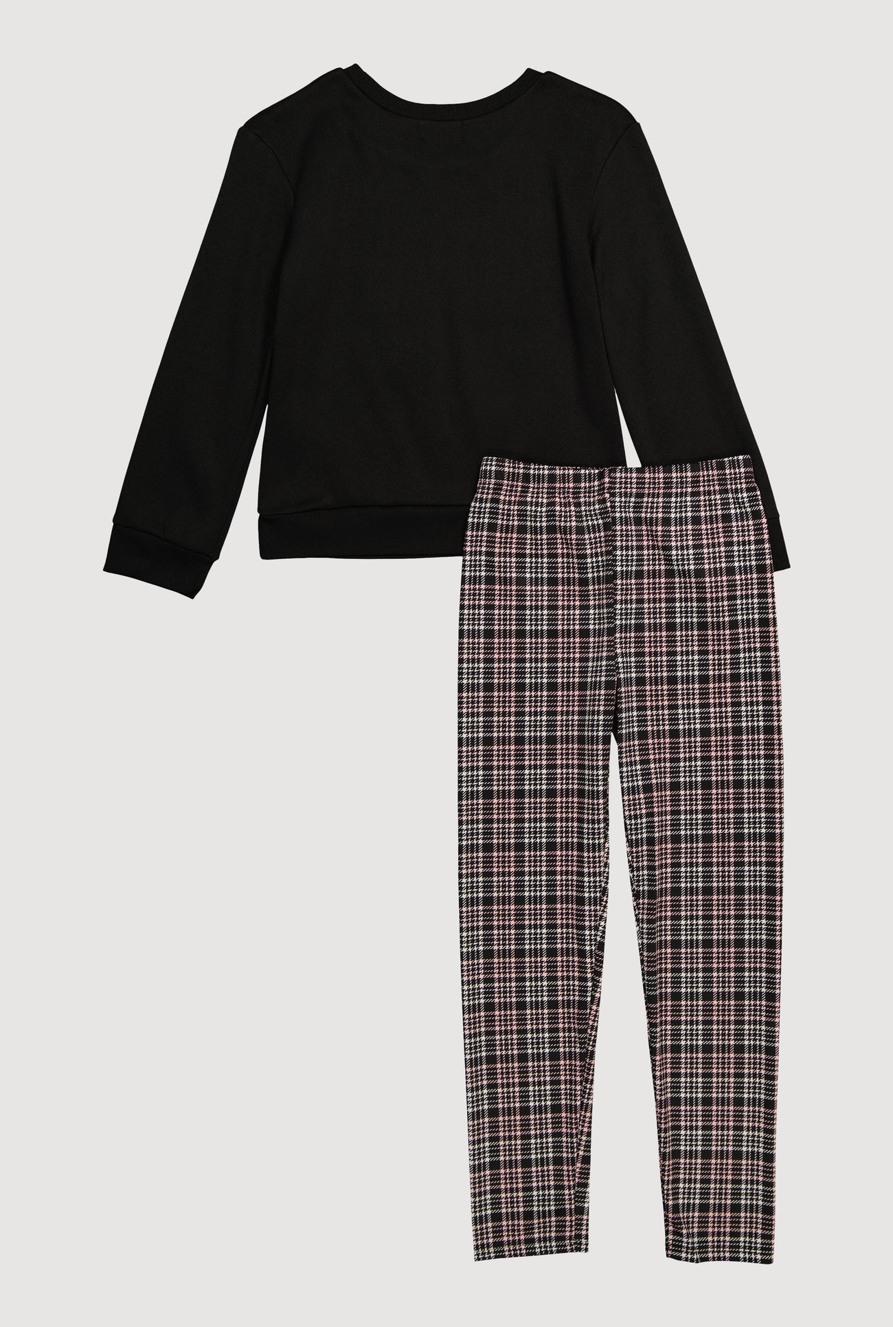 Girls Plaid Bow Graphic Sweatshirt and Leggings