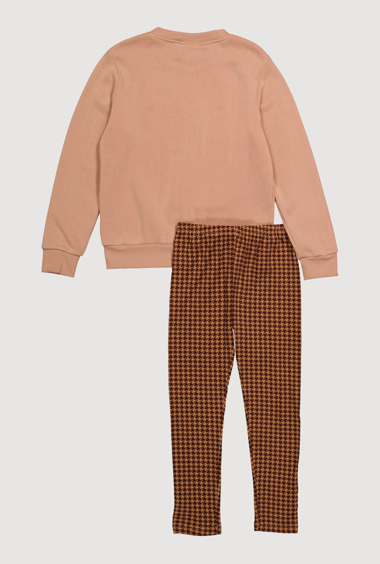 Girls Love Bear Sweatshirt and Houndstooth Leggings