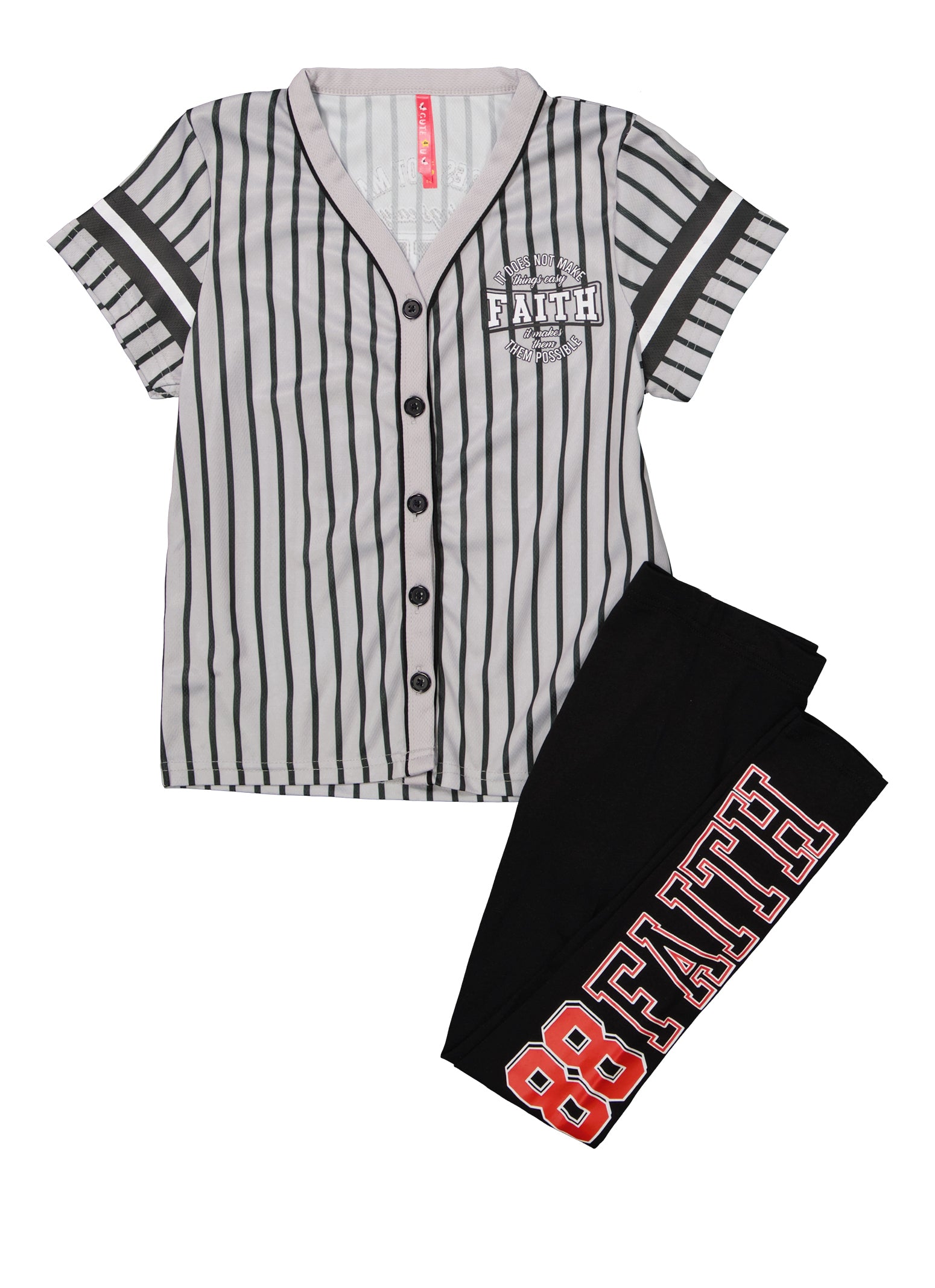 Girls Baseball Applique Legging Set by Three Sisters main image 1