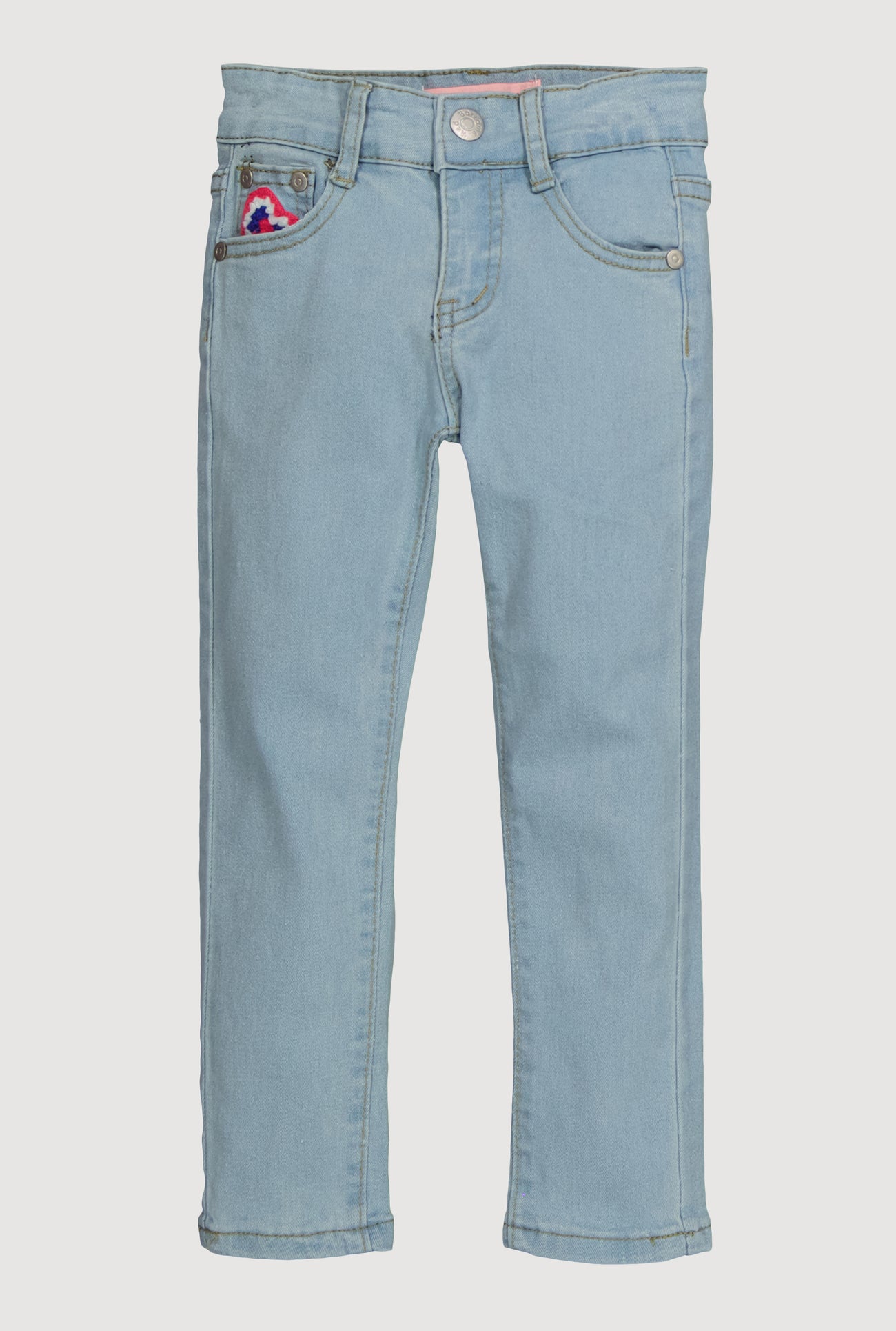 Little Girls Star Chenille Patch Skinny Jeans - Main Image