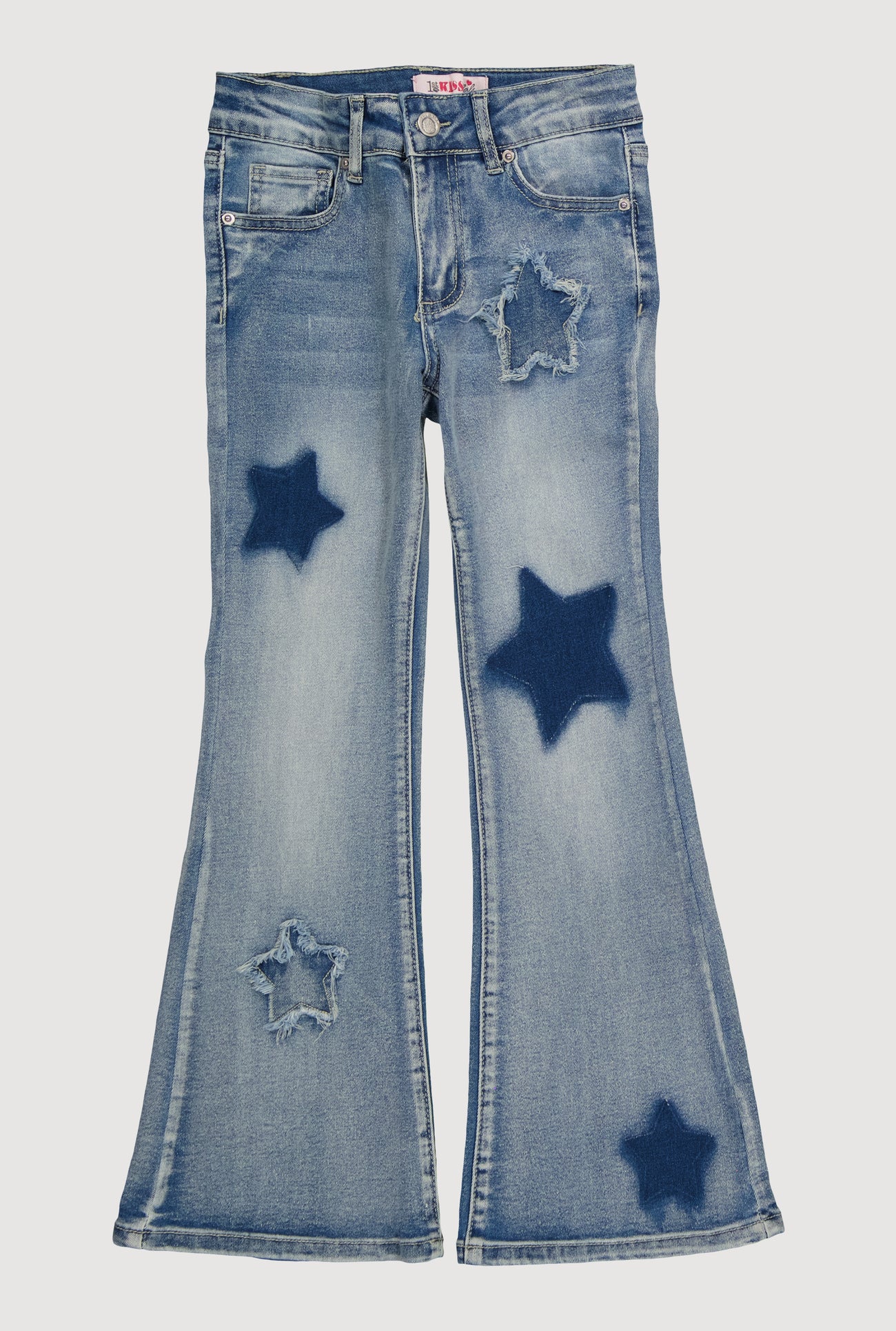 Girls Frayed Star Detail Flare Jeans