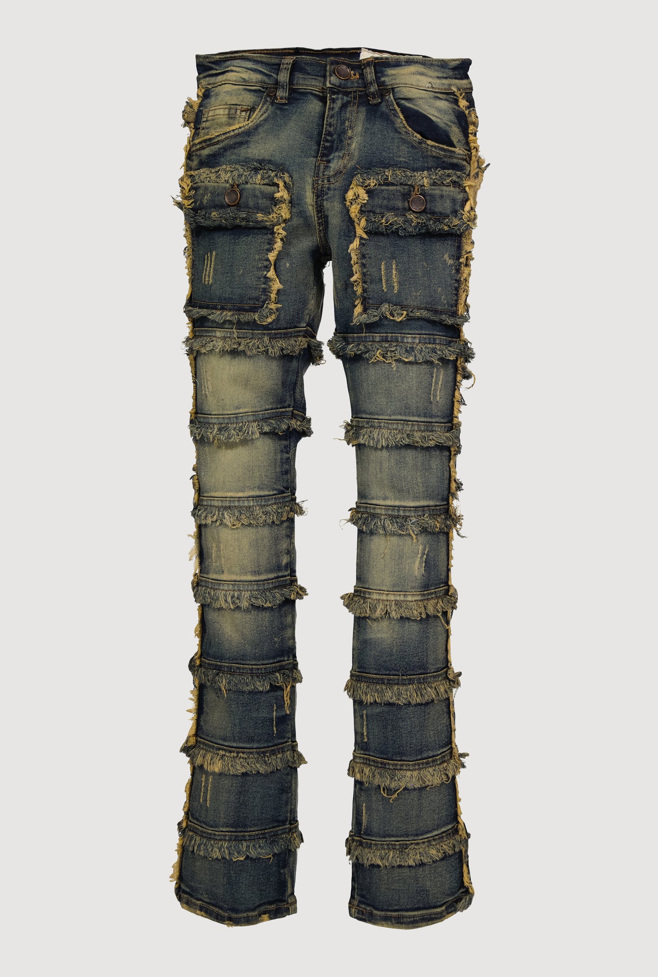 Boys Distressed Frayed Tiered Jeans