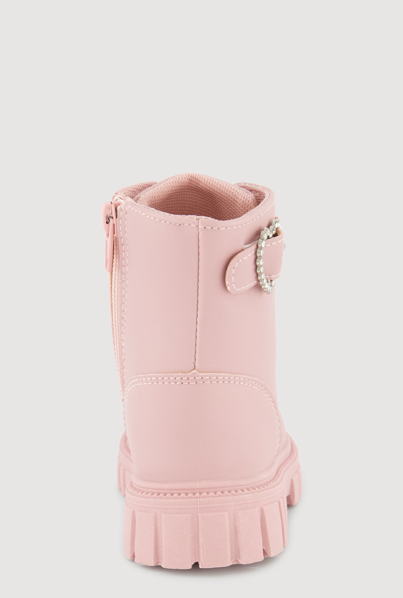 Toddler Girls Rhinestone Heart Buckle Combat Boots