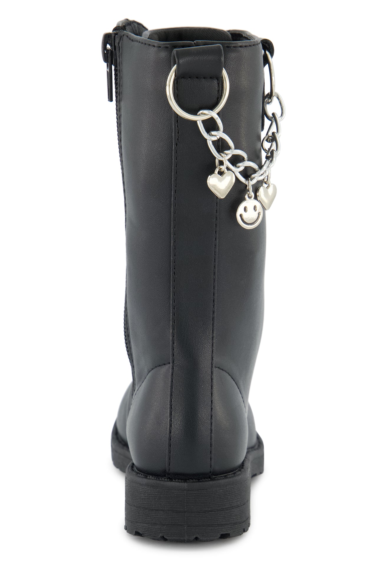 Toddler Girls Metallic Chain Detail Faux Leather Combat Boots